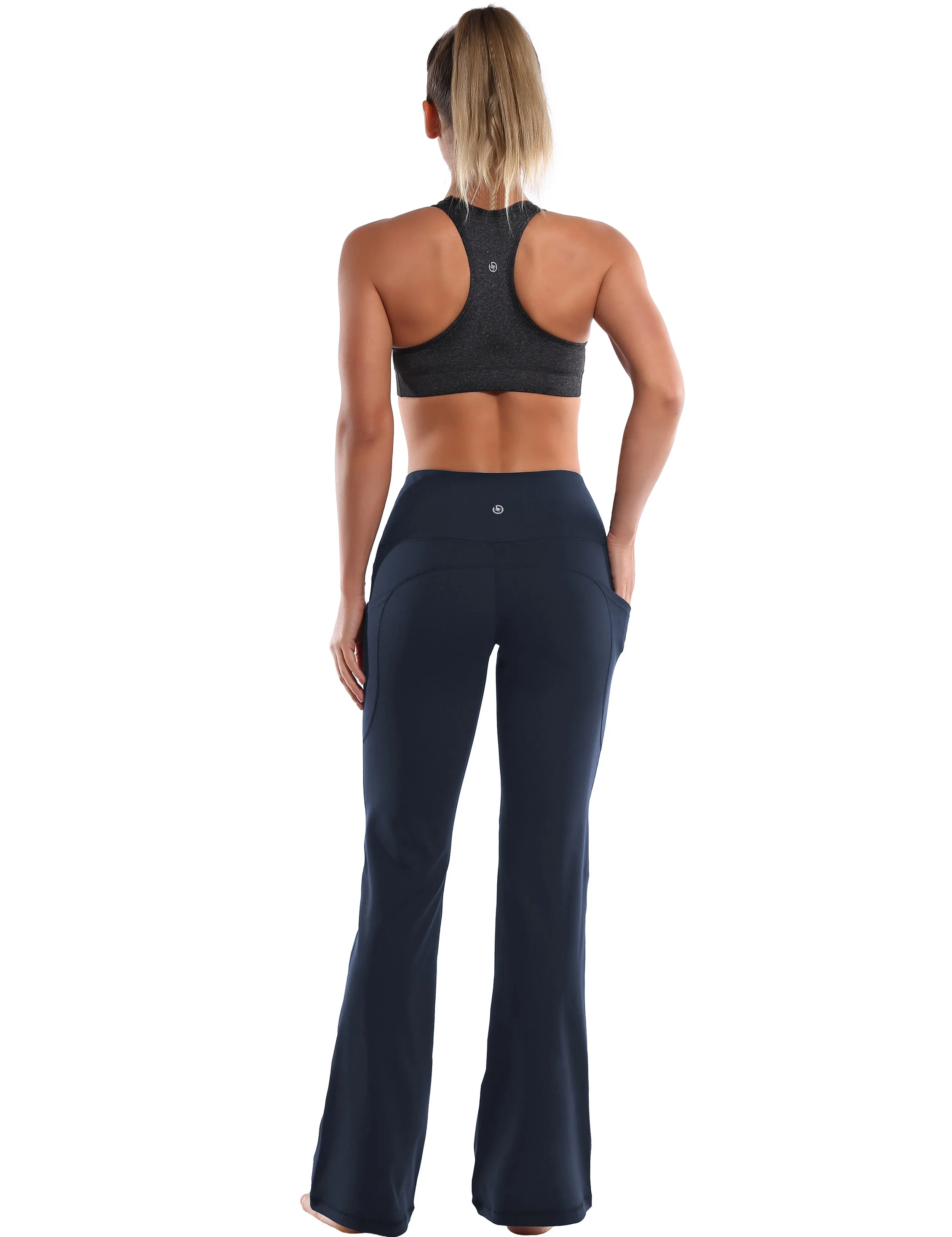 29" 31" 33" 35" 37"  Side Pockets Bootcut Leggings navyblue_Plus Size