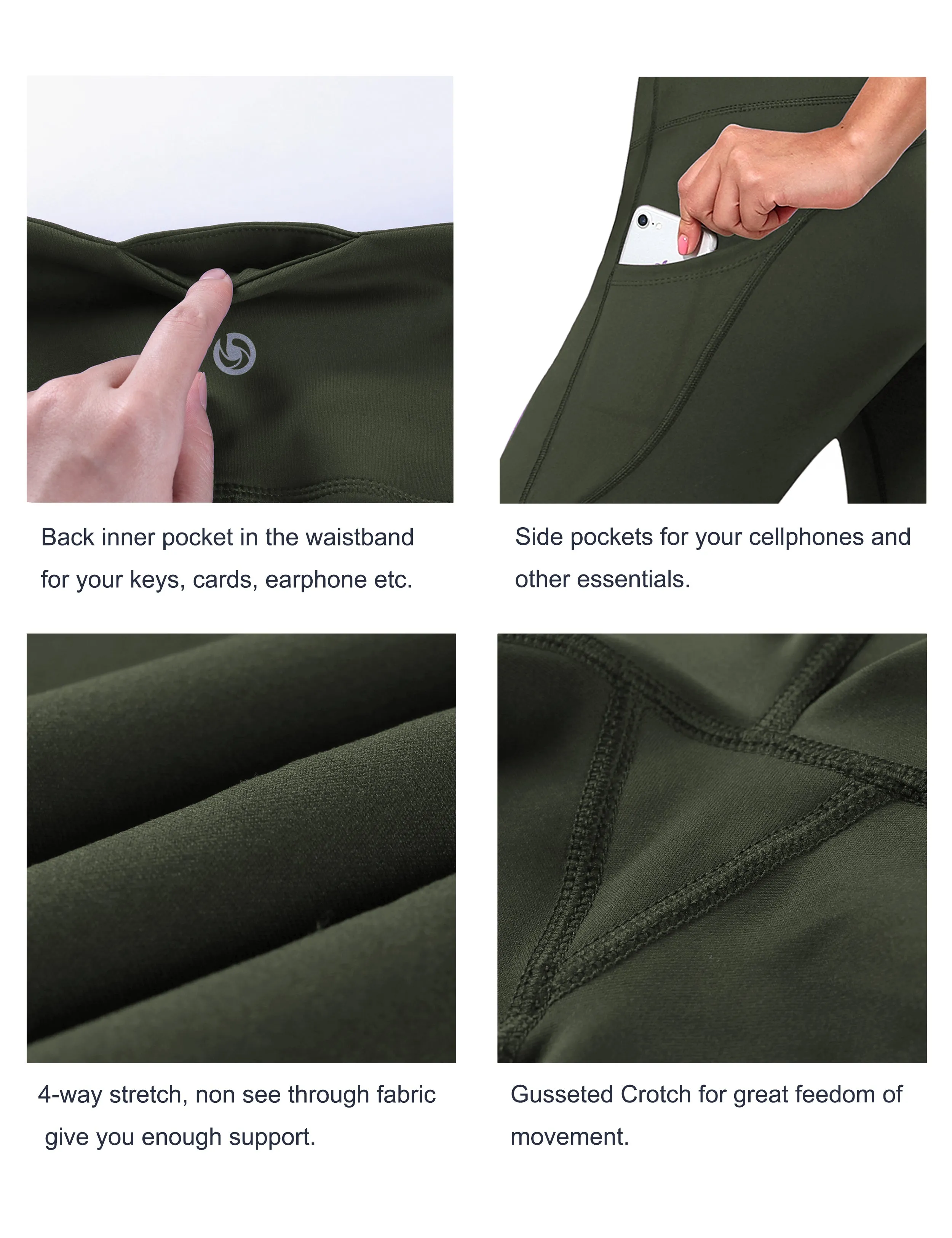 29" 31" 33" 35" 37"  Side Pockets Bootcut Leggings olivegreen_Plus Size