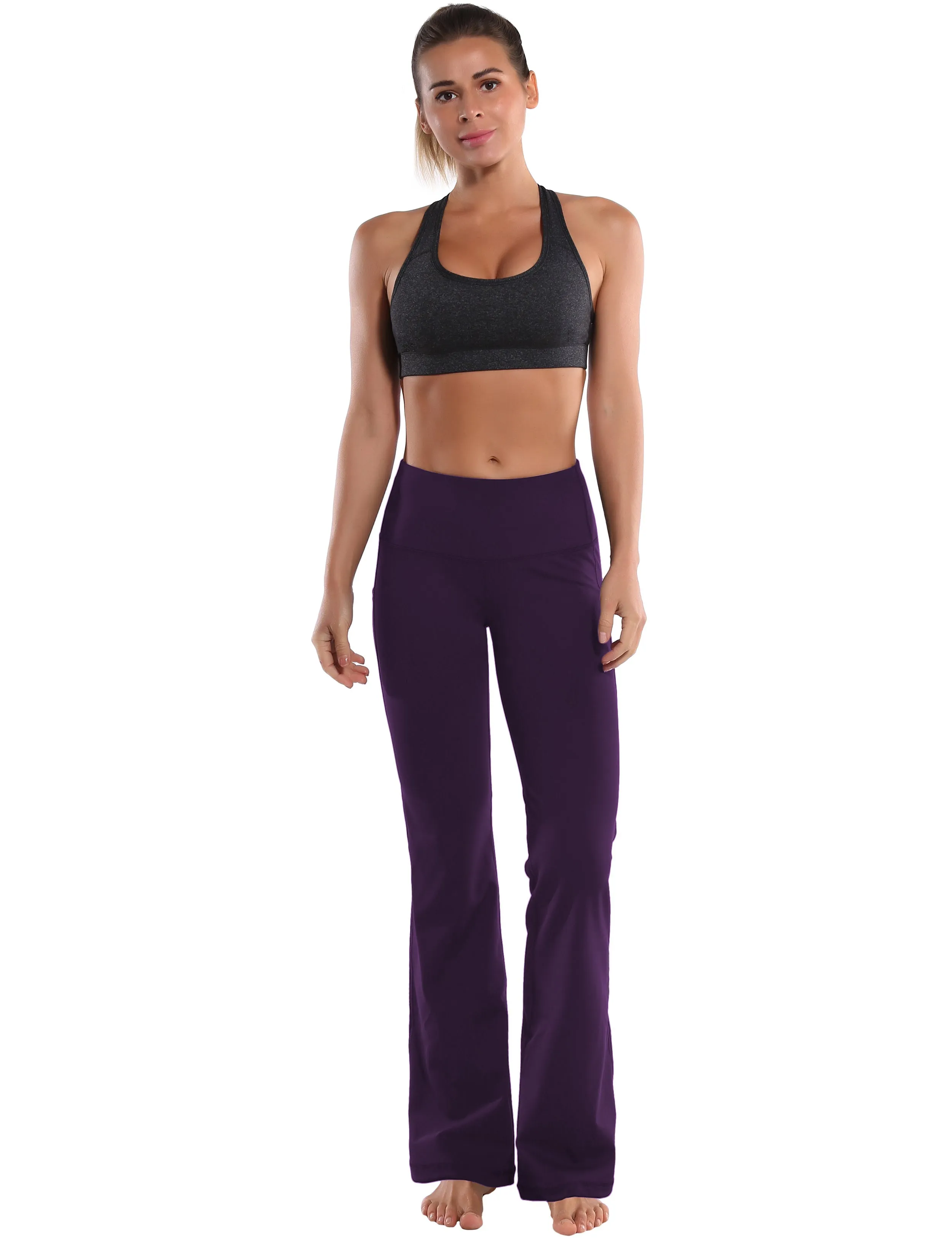 29" 31" 33" 35" 37"  Side Pockets Bootcut Leggings pansypurple_Tall Size