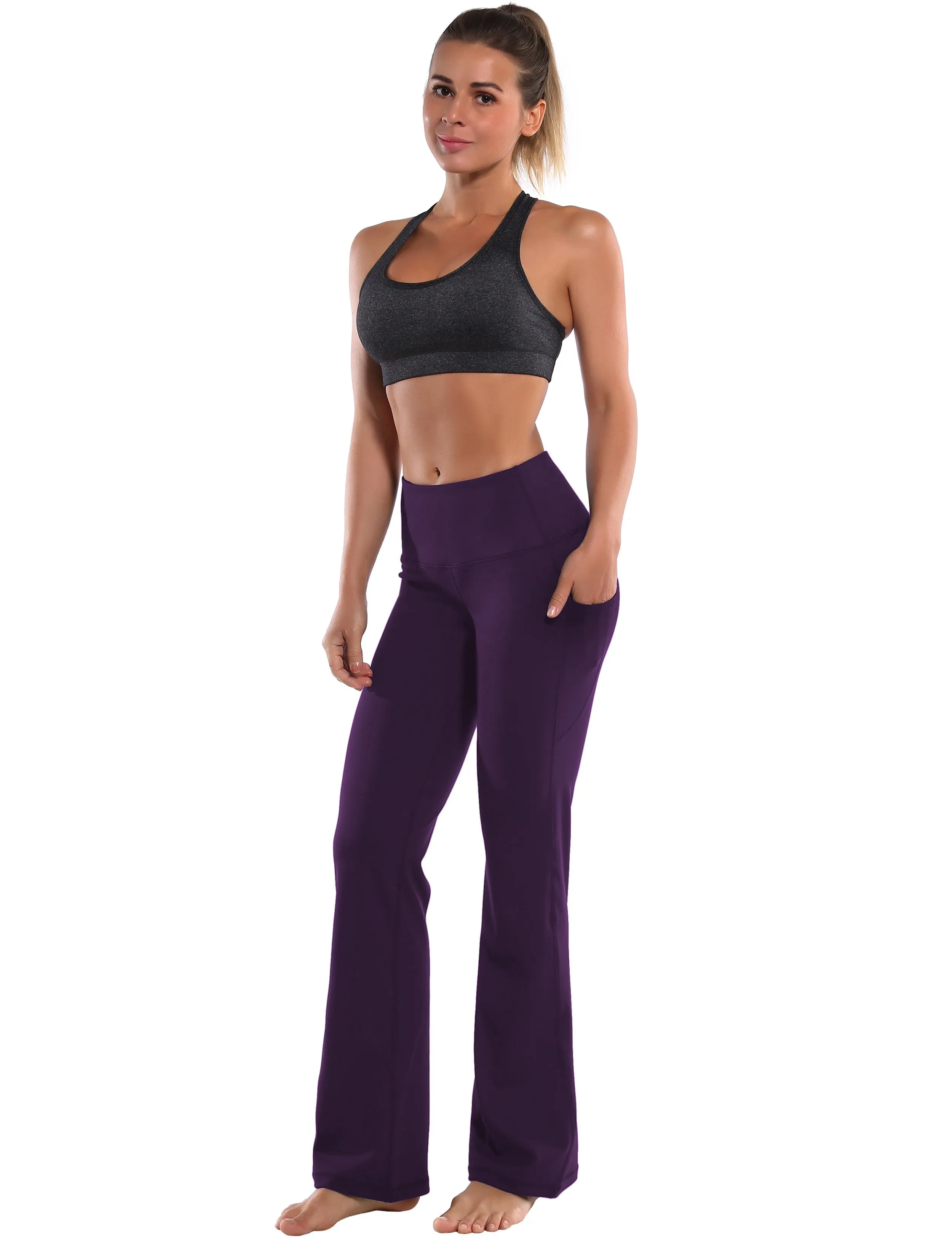 29" 31" 33" 35" 37"  Side Pockets Bootcut Leggings pansypurple_Tall Size