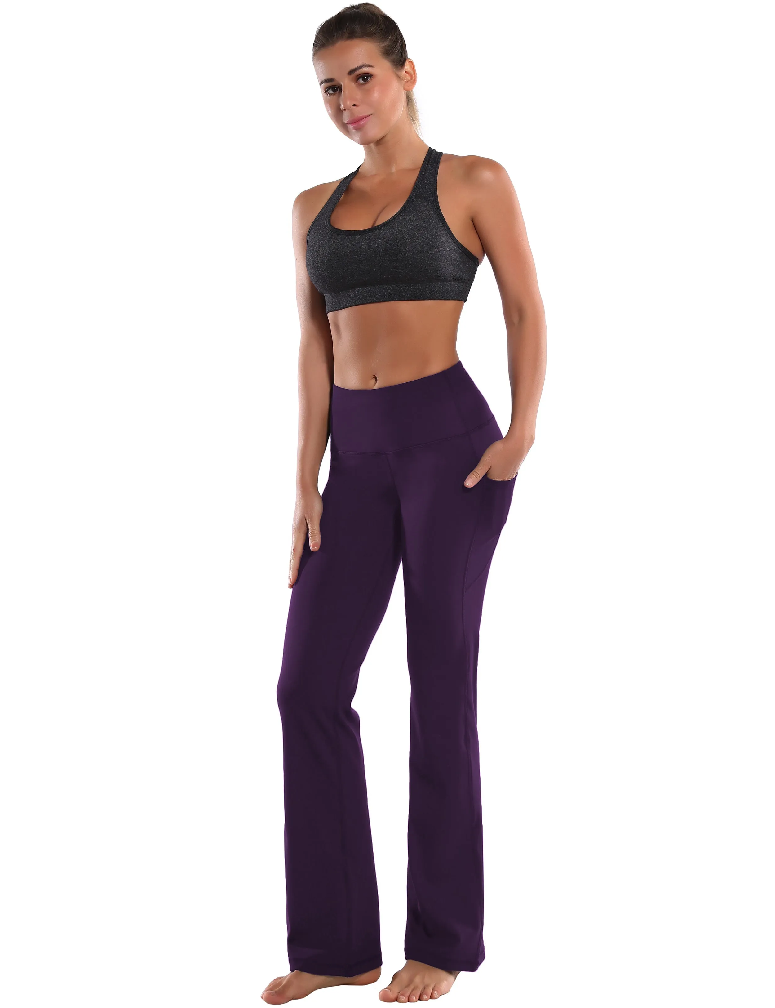 29" 31" 33" 35" 37"  Side Pockets Bootcut Leggings pansypurple_Tall Size