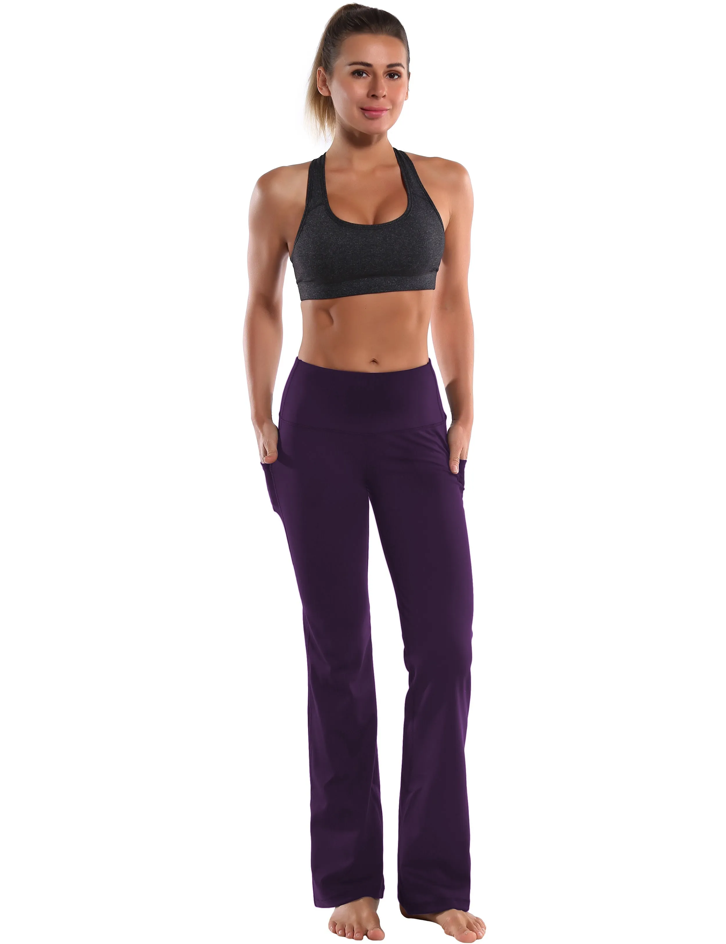 29" 31" 33" 35" 37"  Side Pockets Bootcut Leggings pansypurple_Tall Size