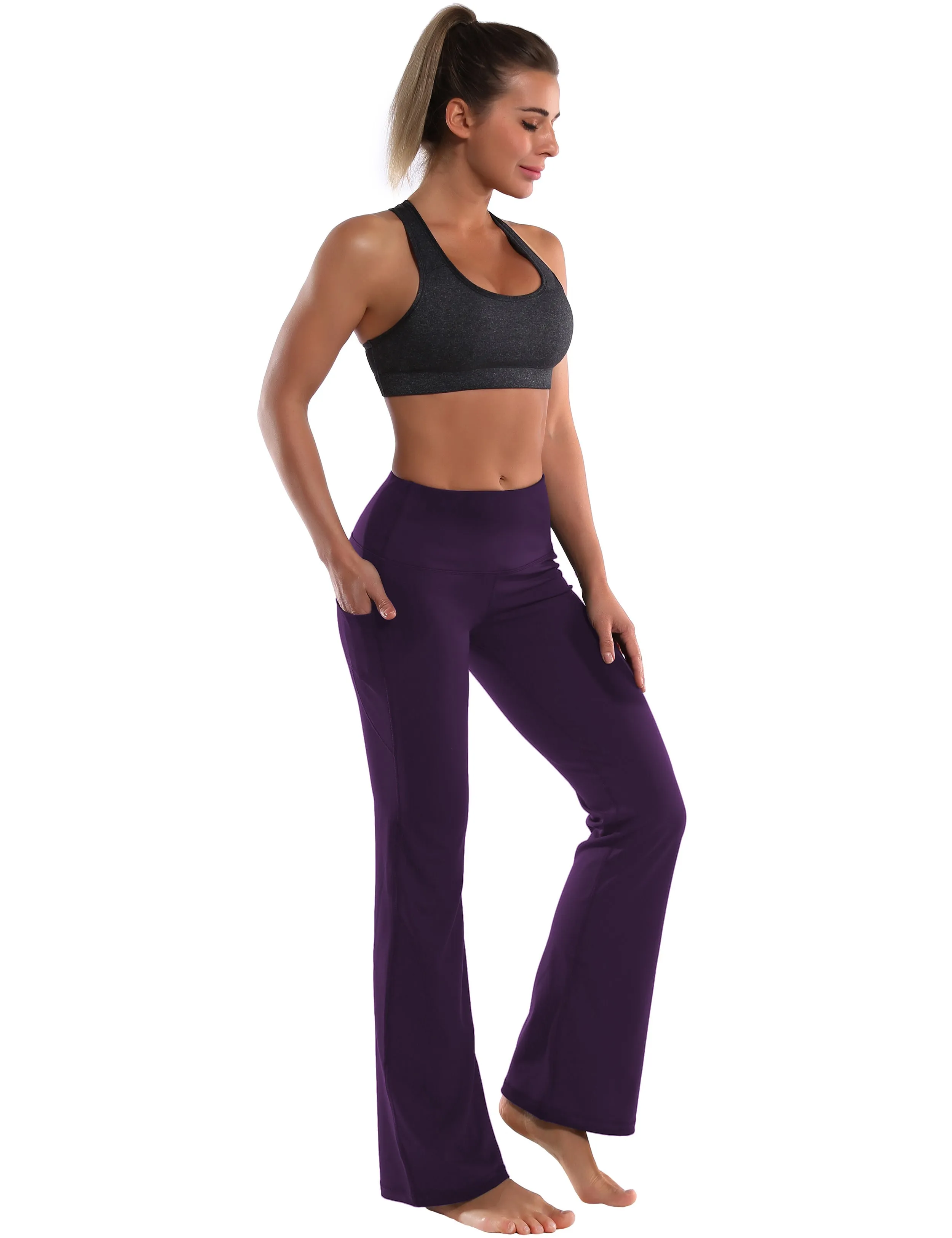 29" 31" 33" 35" 37"  Side Pockets Bootcut Leggings pansypurple_Tall Size