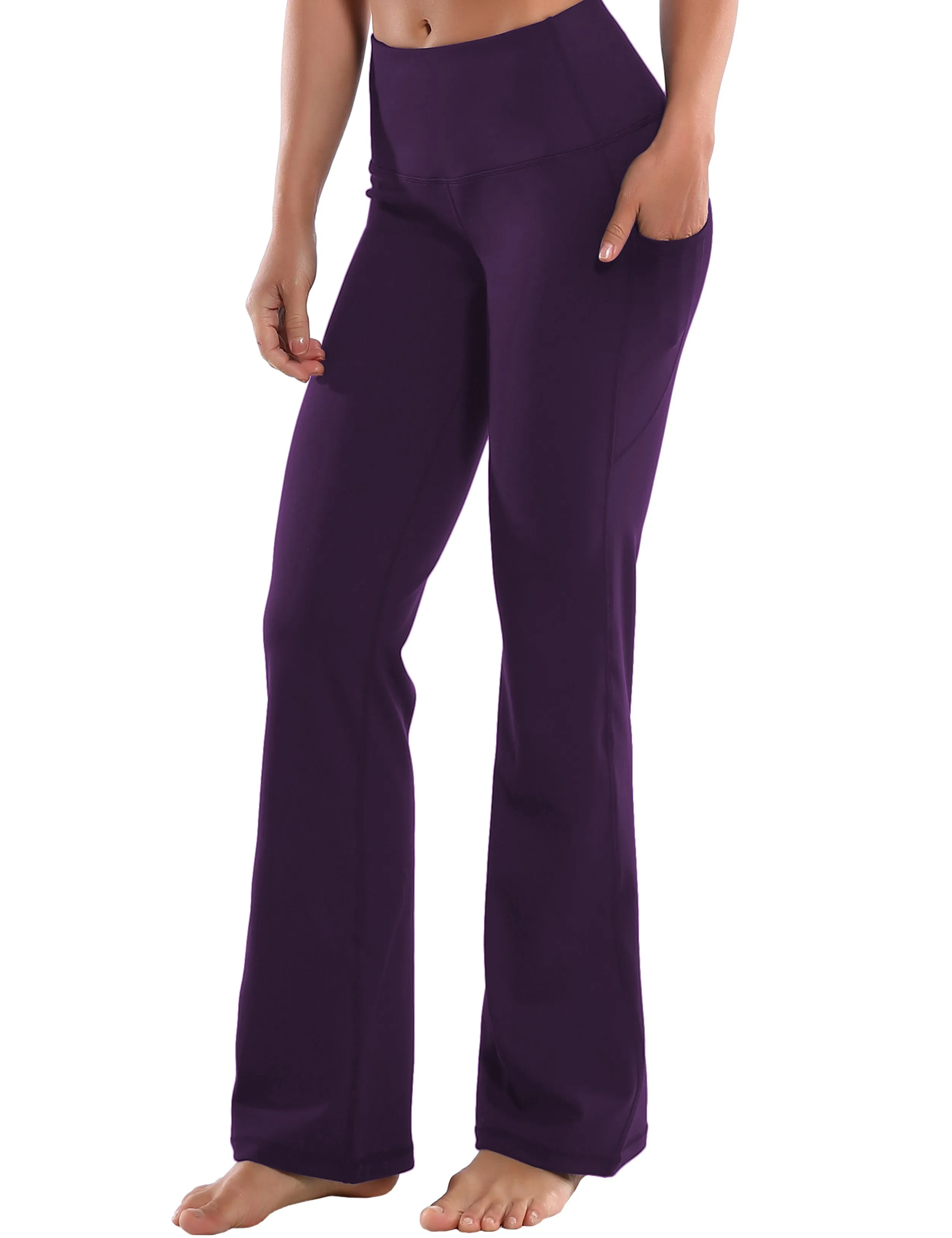 29" 31" 33" 35" 37"  Side Pockets Bootcut Leggings pansypurple_Tall Size