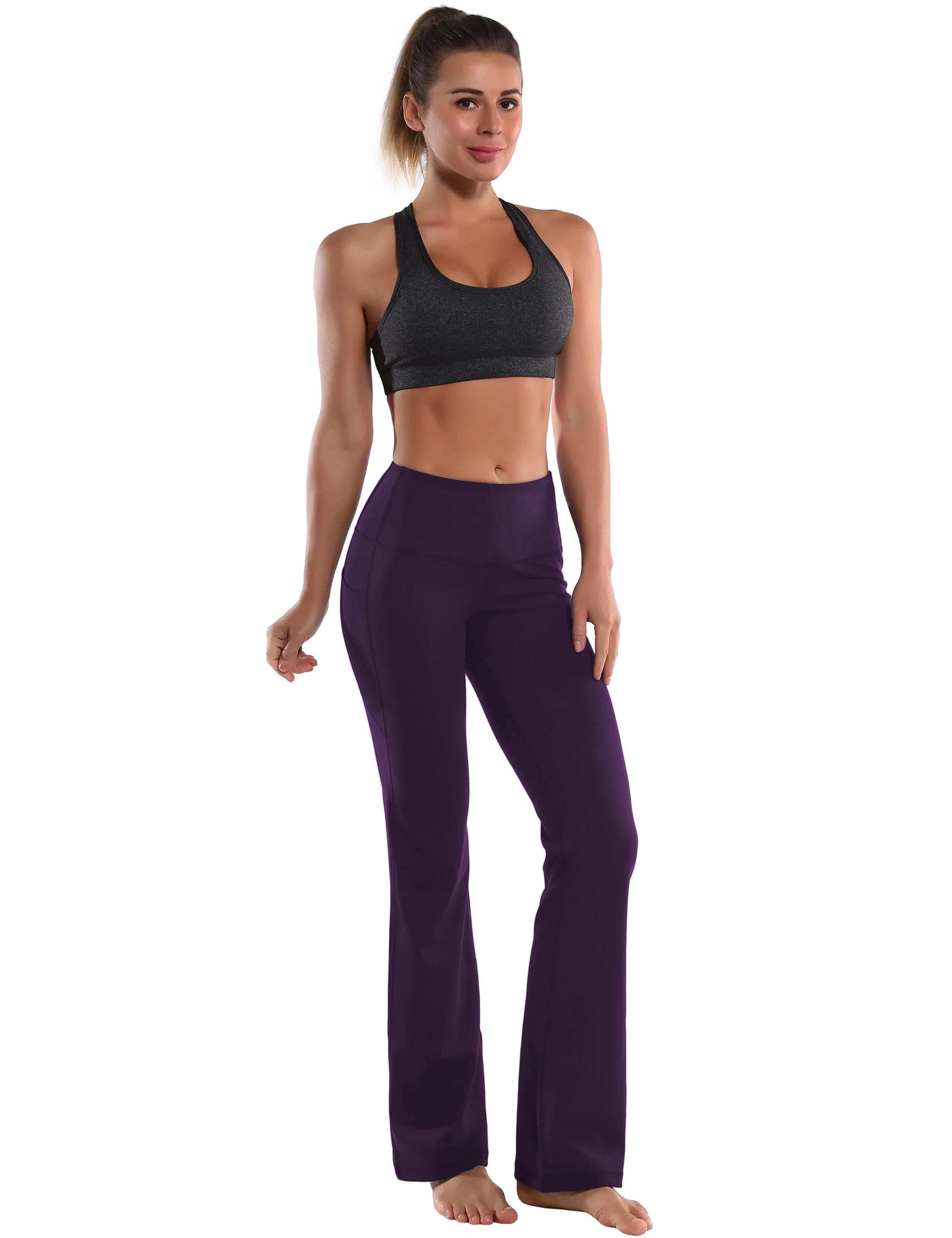 29" 31" 33" 35" 37"  Side Pockets Bootcut Leggings pansypurple_yogastudio