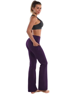 29" 31" 33" 35" 37"  Side Pockets Bootcut Leggings pansypurple_yogastudio