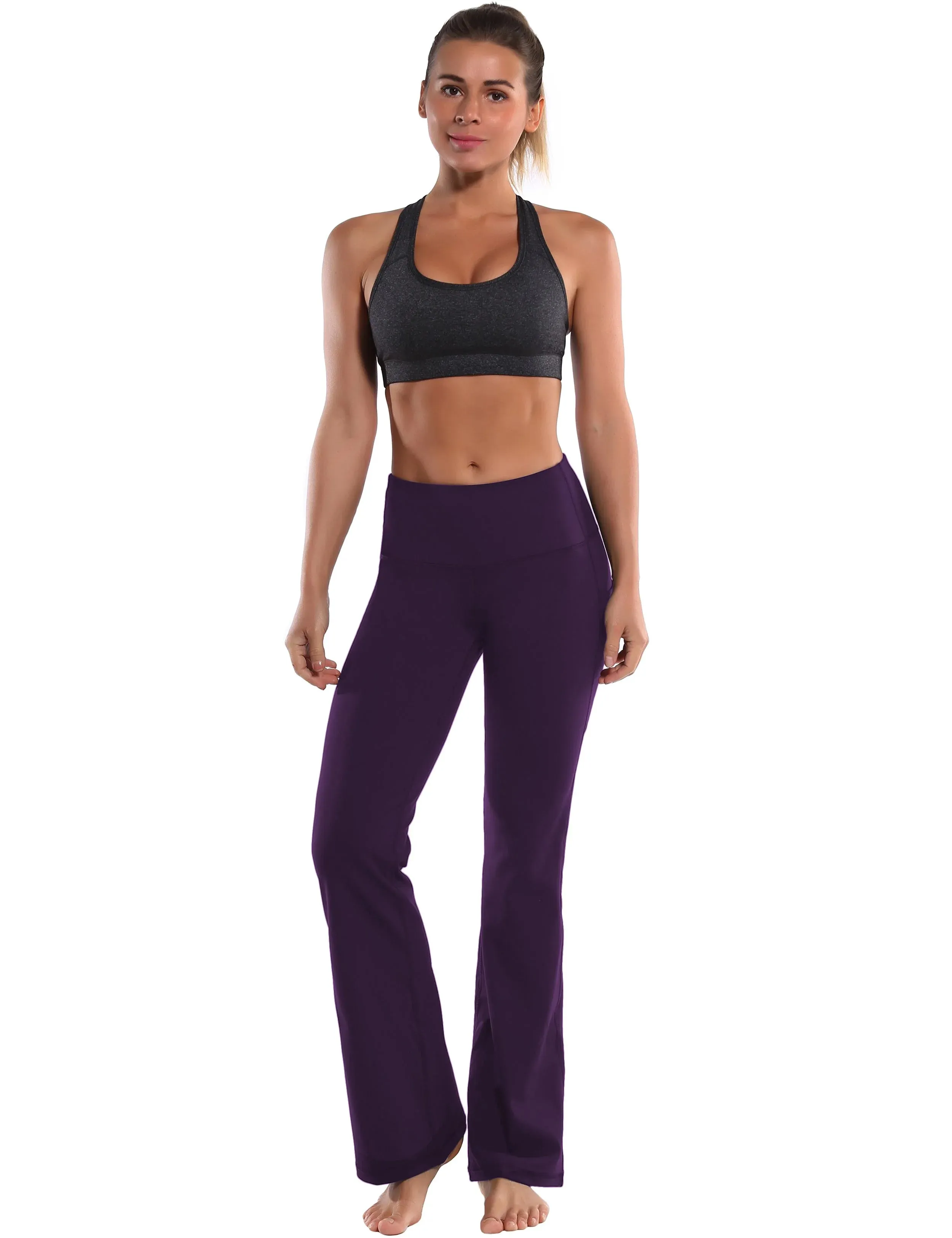 29" 31" 33" 35" 37"  Side Pockets Bootcut Leggings pansypurple_yogastudio