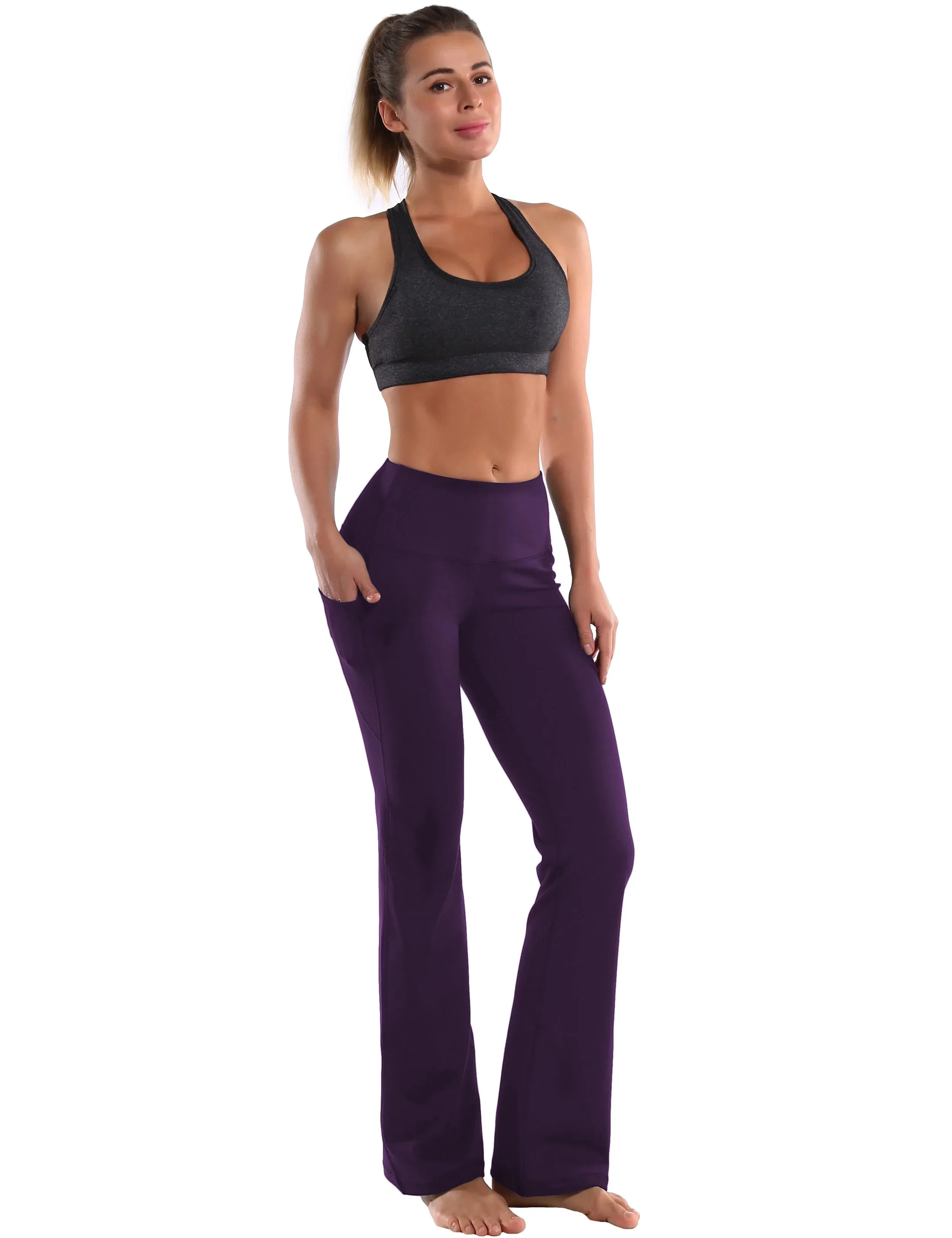 29" 31" 33" 35" 37"  Side Pockets Bootcut Leggings pansypurple_yogastudio
