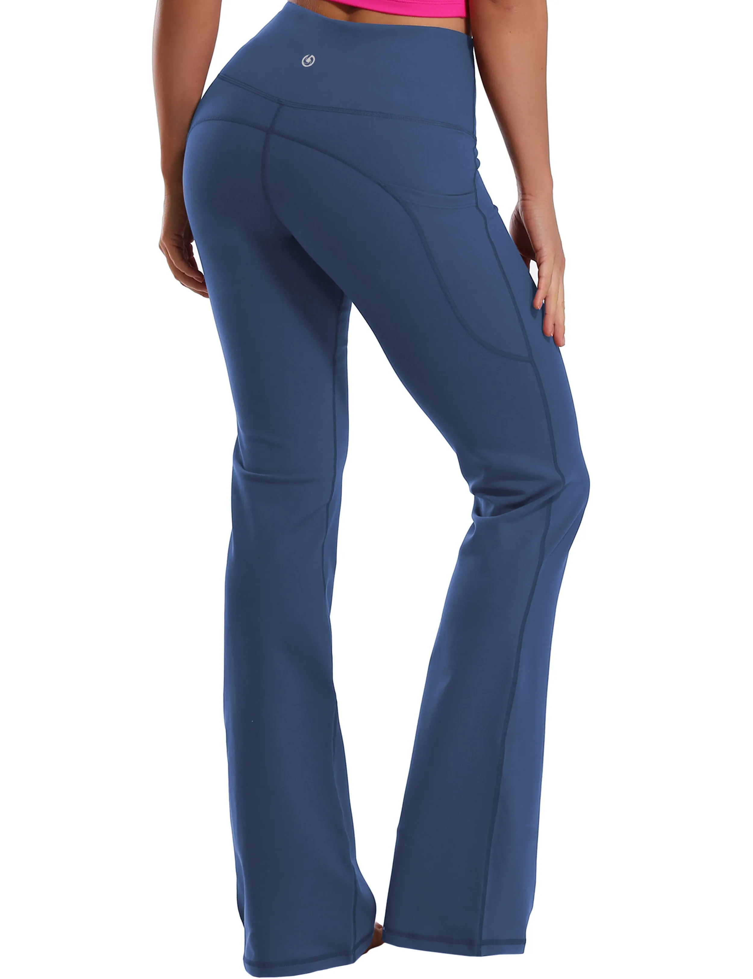 29" 31" 33" 35" 37"  Side Pockets Bootcut Leggings purplishblue_Jogging
