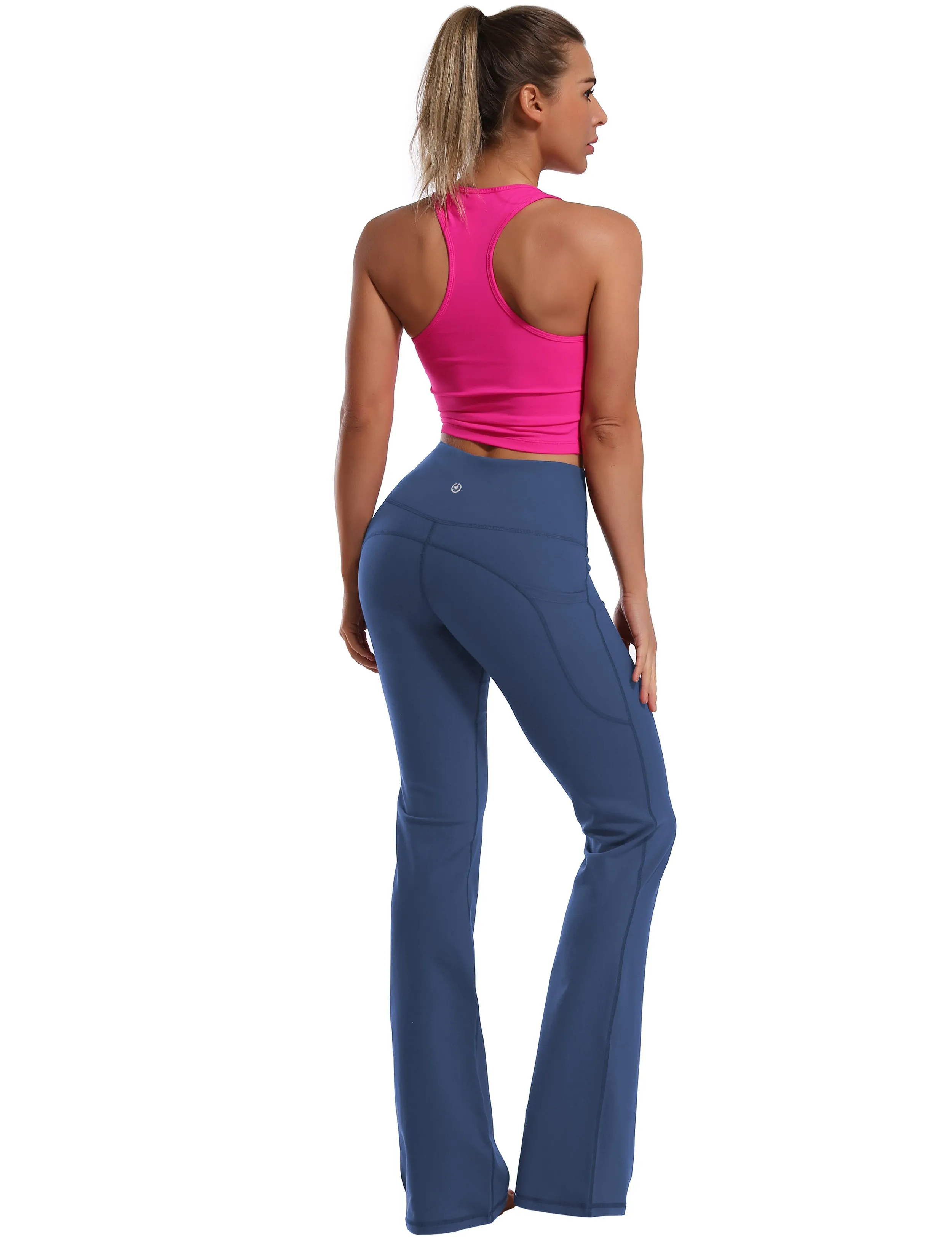 29" 31" 33" 35" 37"  Side Pockets Bootcut Leggings purplishblue_Jogging
