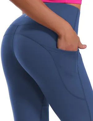 29" 31" 33" 35" 37"  Side Pockets Bootcut Leggings purplishblue_Jogging