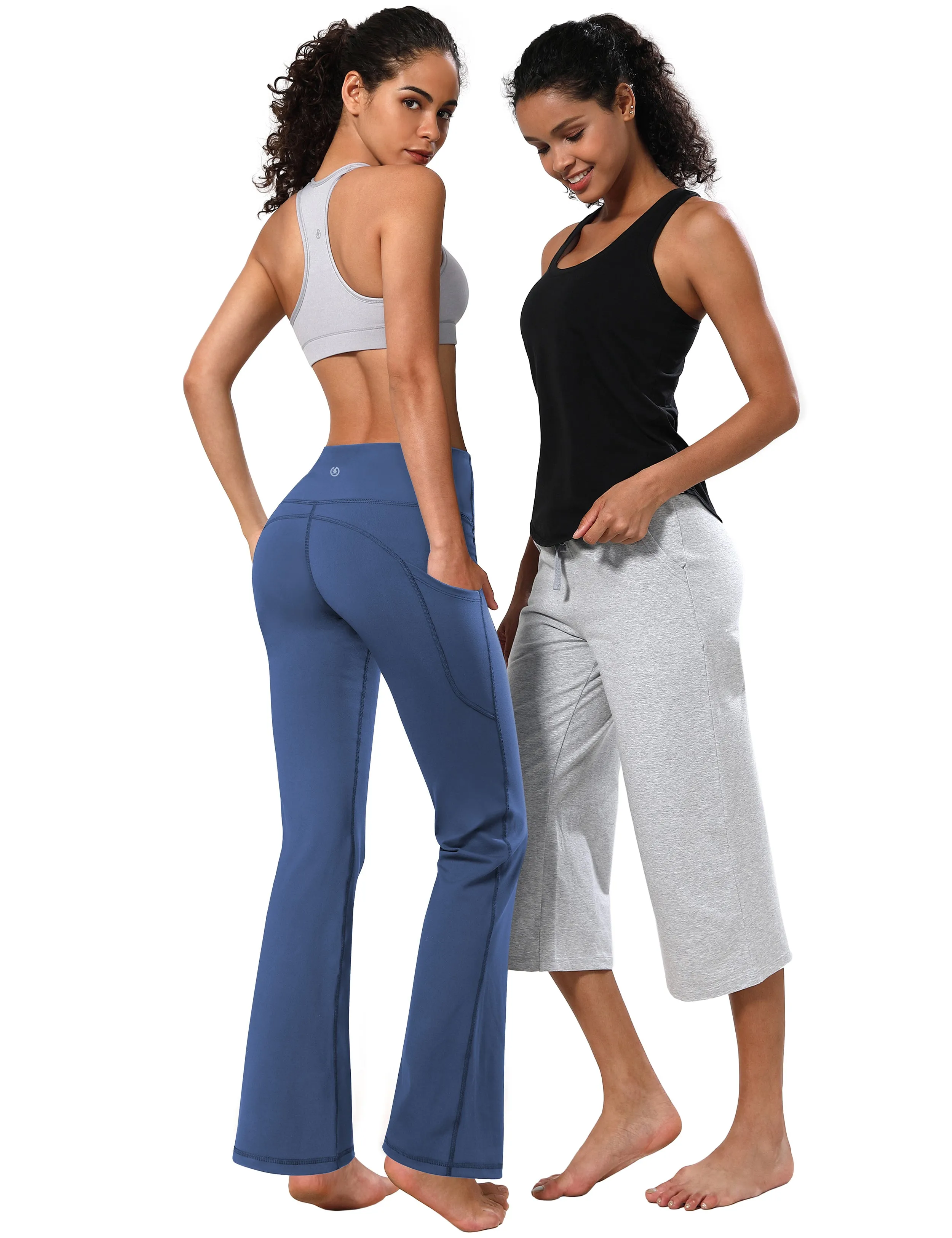 29" 31" 33" 35" 37"  Side Pockets Bootcut Leggings purplishblue_Jogging