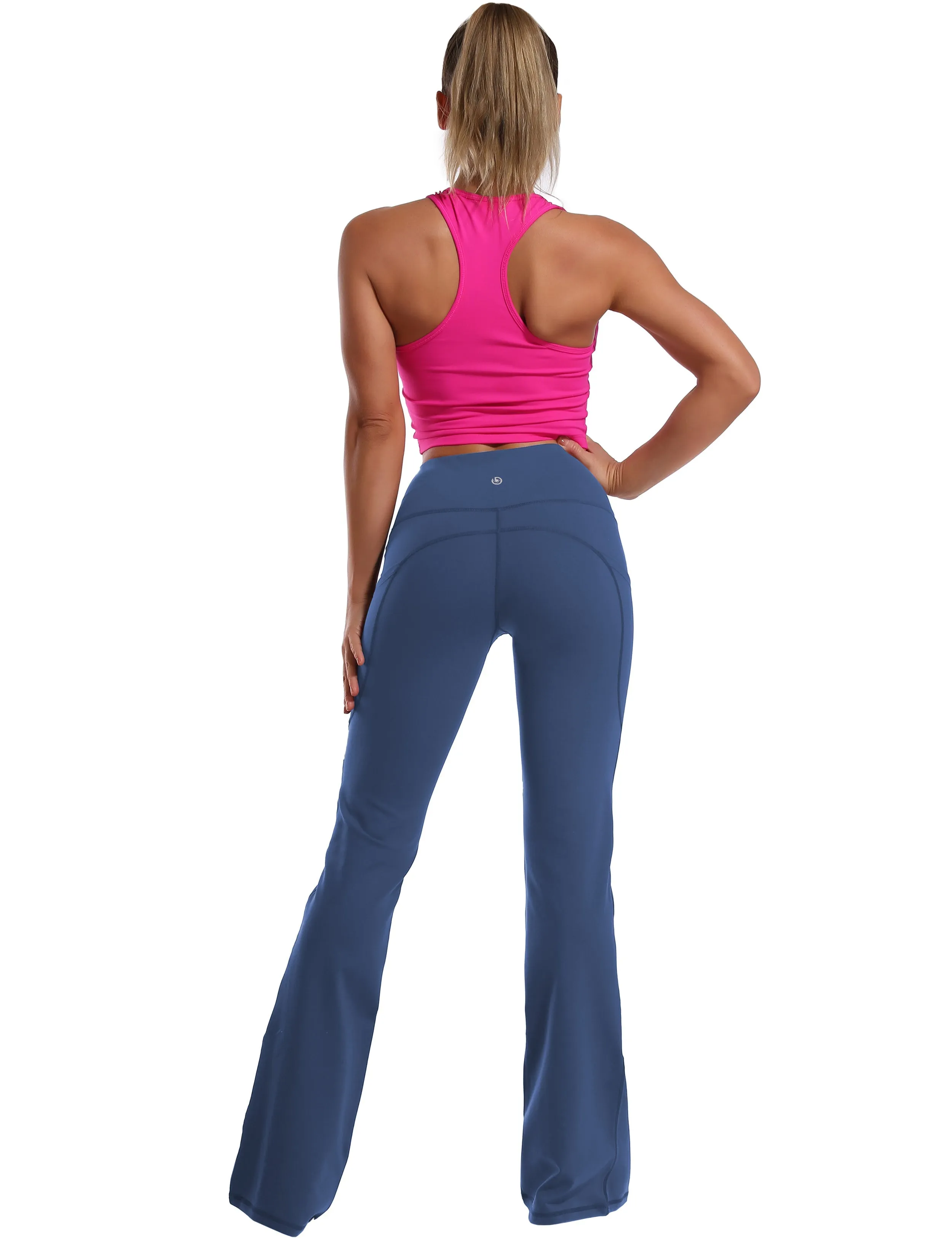 29" 31" 33" 35" 37"  Side Pockets Bootcut Leggings purplishblue_Jogging