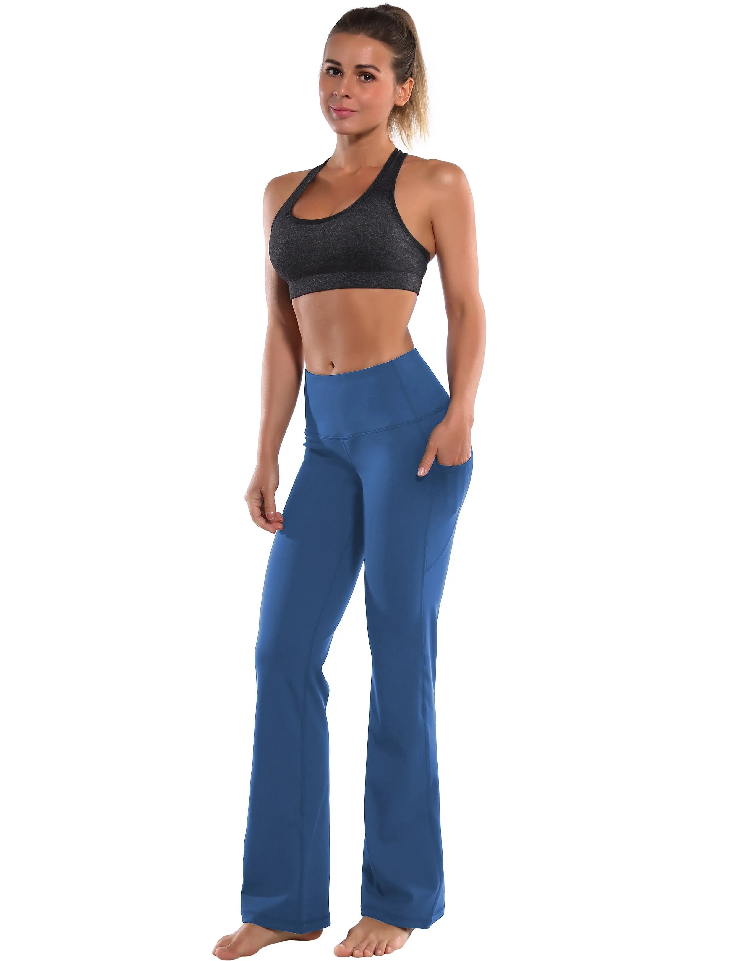 29" 31" 33" 35" 37"  Side Pockets Bootcut Leggings purplishblue_Tall Size