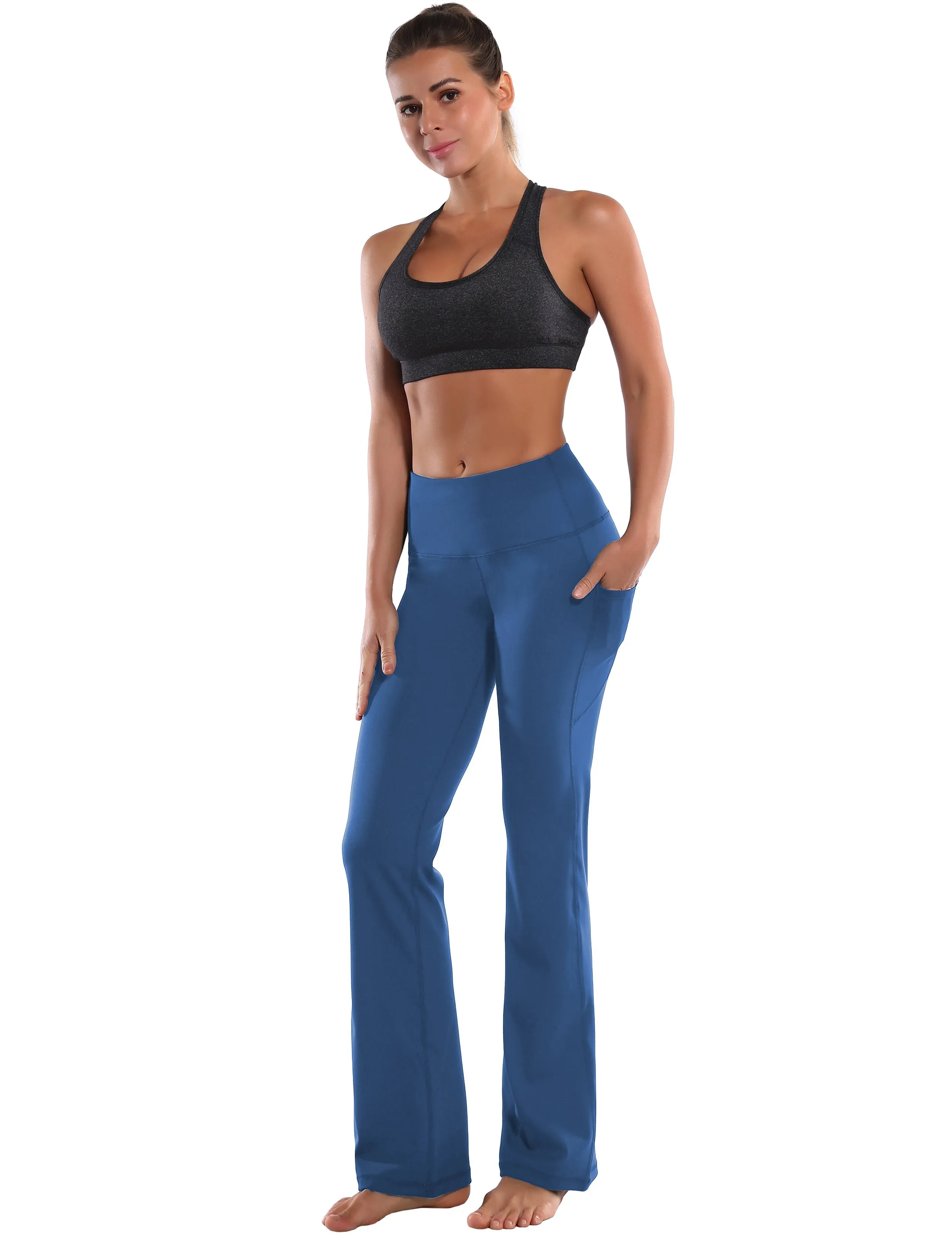 29" 31" 33" 35" 37"  Side Pockets Bootcut Leggings purplishblue_Tall Size