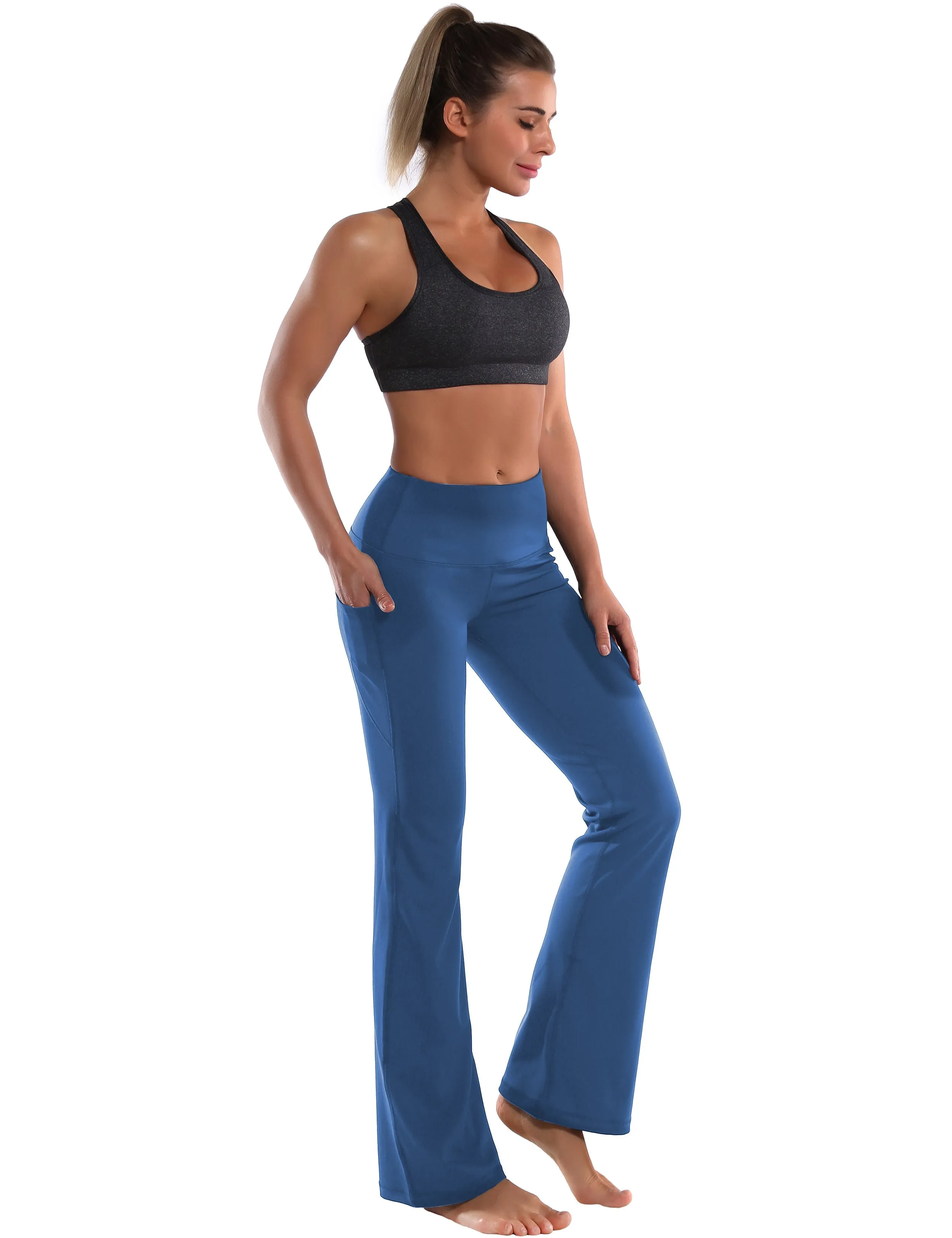 29" 31" 33" 35" 37"  Side Pockets Bootcut Leggings purplishblue_Tall Size