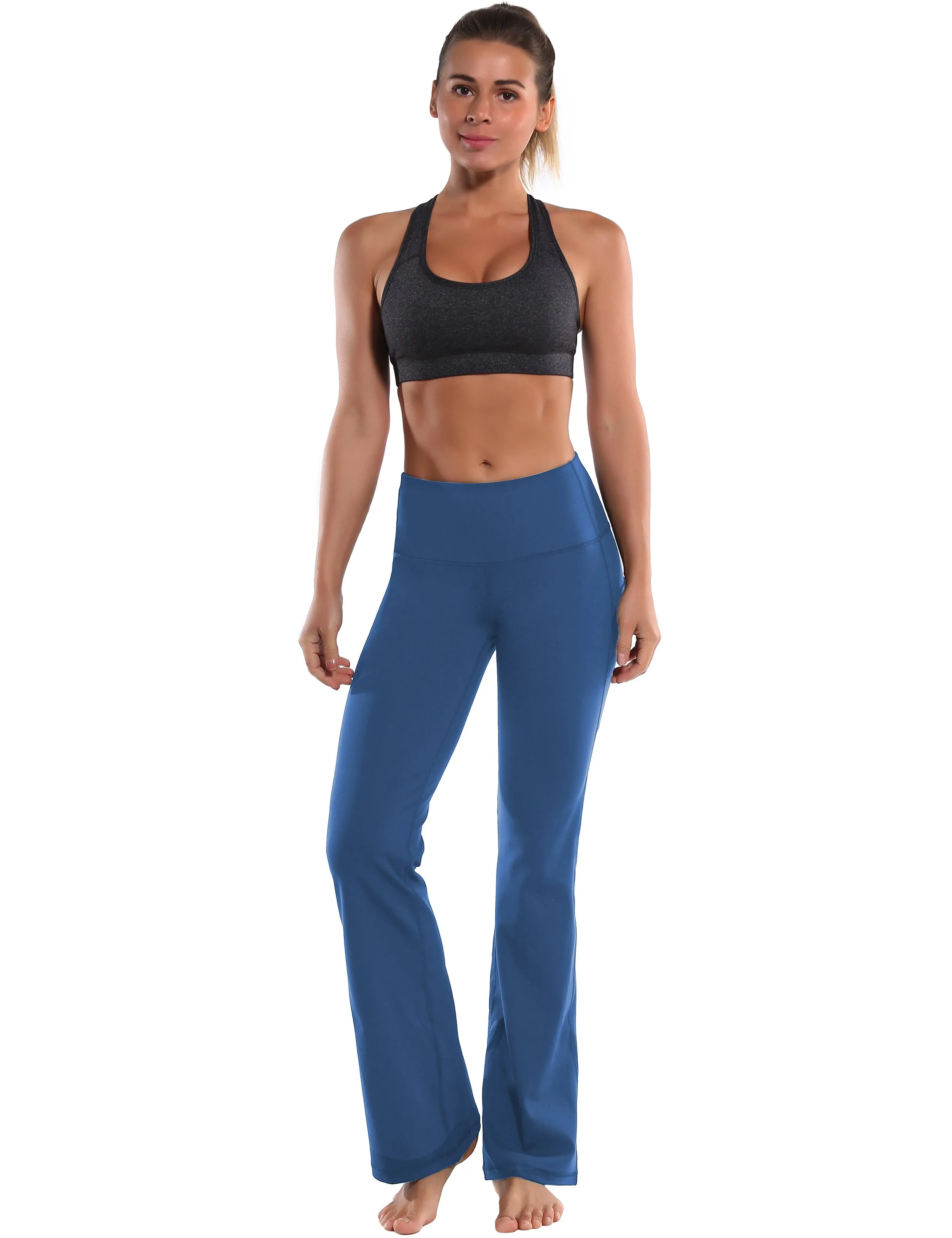 29" 31" 33" 35" 37"  Side Pockets Bootcut Leggings purplishblue_Tall Size