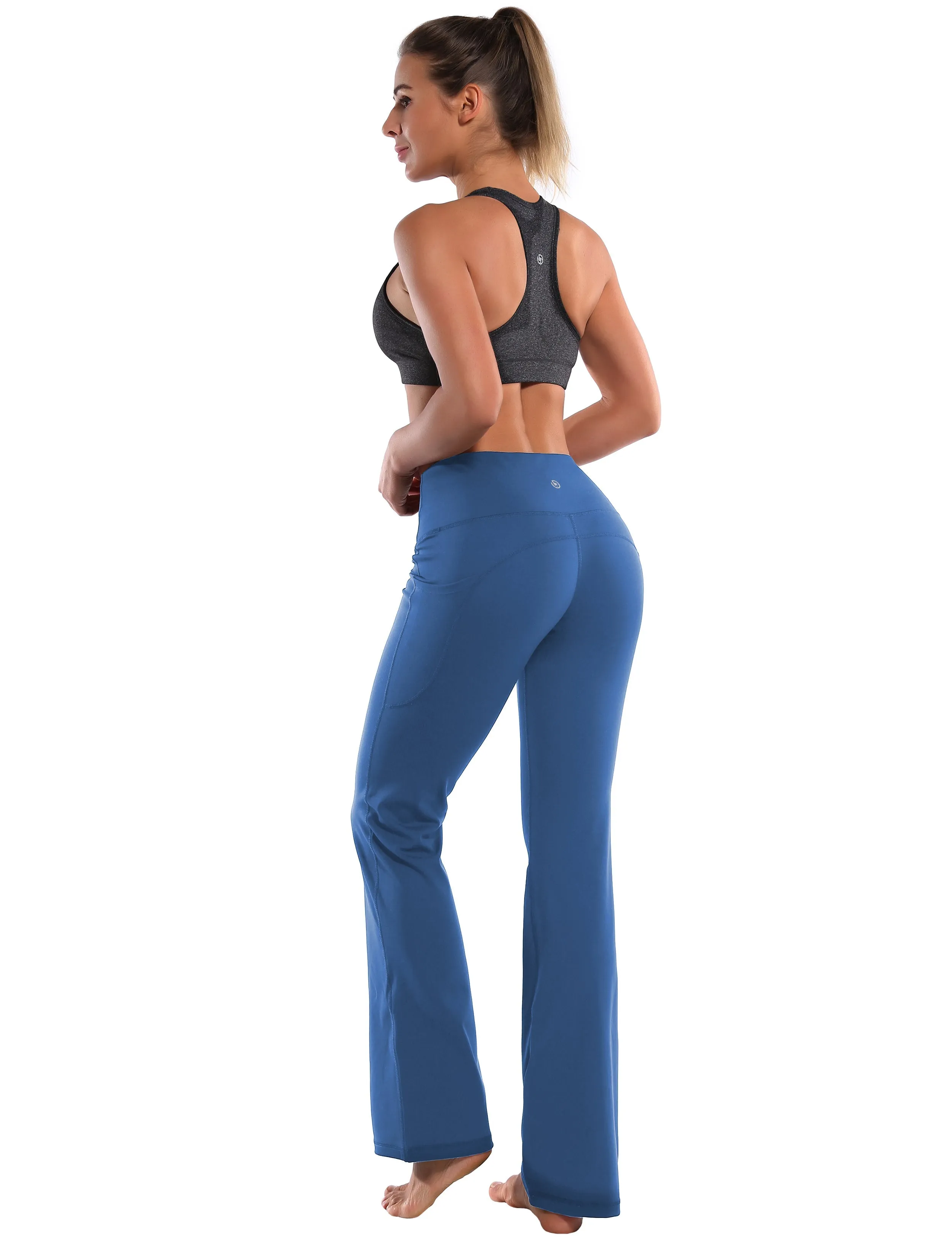 29" 31" 33" 35" 37"  Side Pockets Bootcut Leggings purplishblue_Tall Size