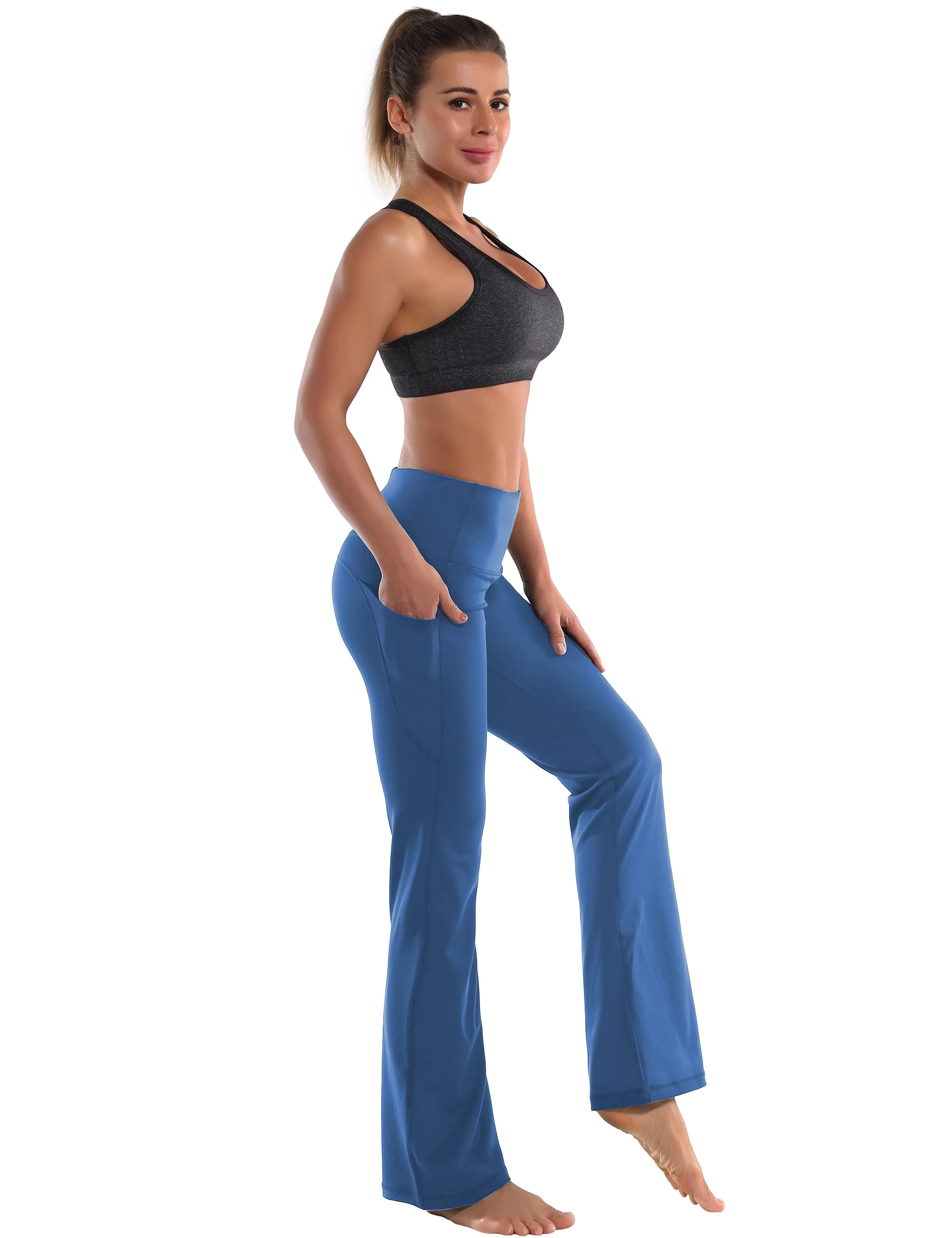 29" 31" 33" 35" 37"  Side Pockets Bootcut Leggings purplishblue_Tall Size