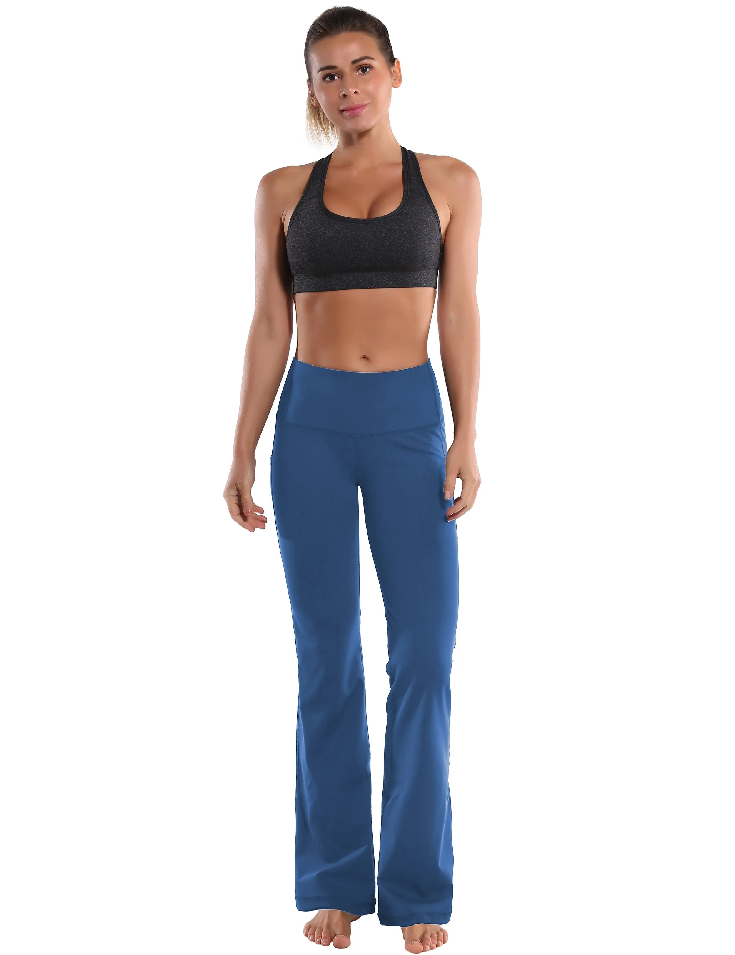 29" 31" 33" 35" 37"  Side Pockets Bootcut Leggings purplishblue_Tall Size