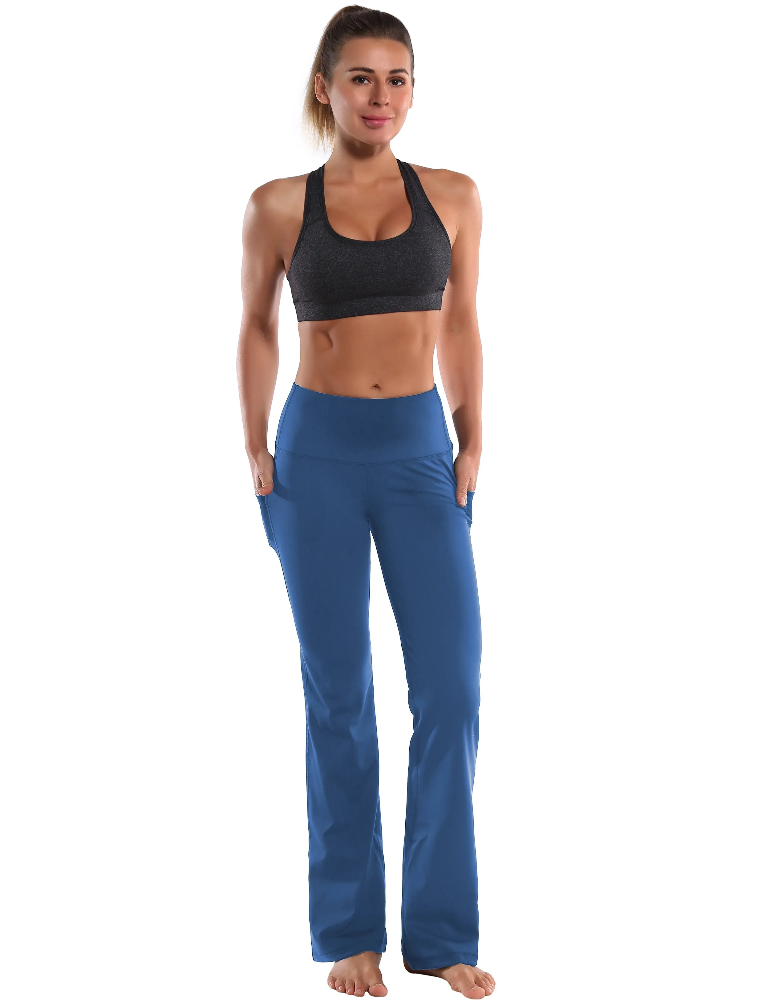 29" 31" 33" 35" 37"  Side Pockets Bootcut Leggings purplishblue_Tall Size