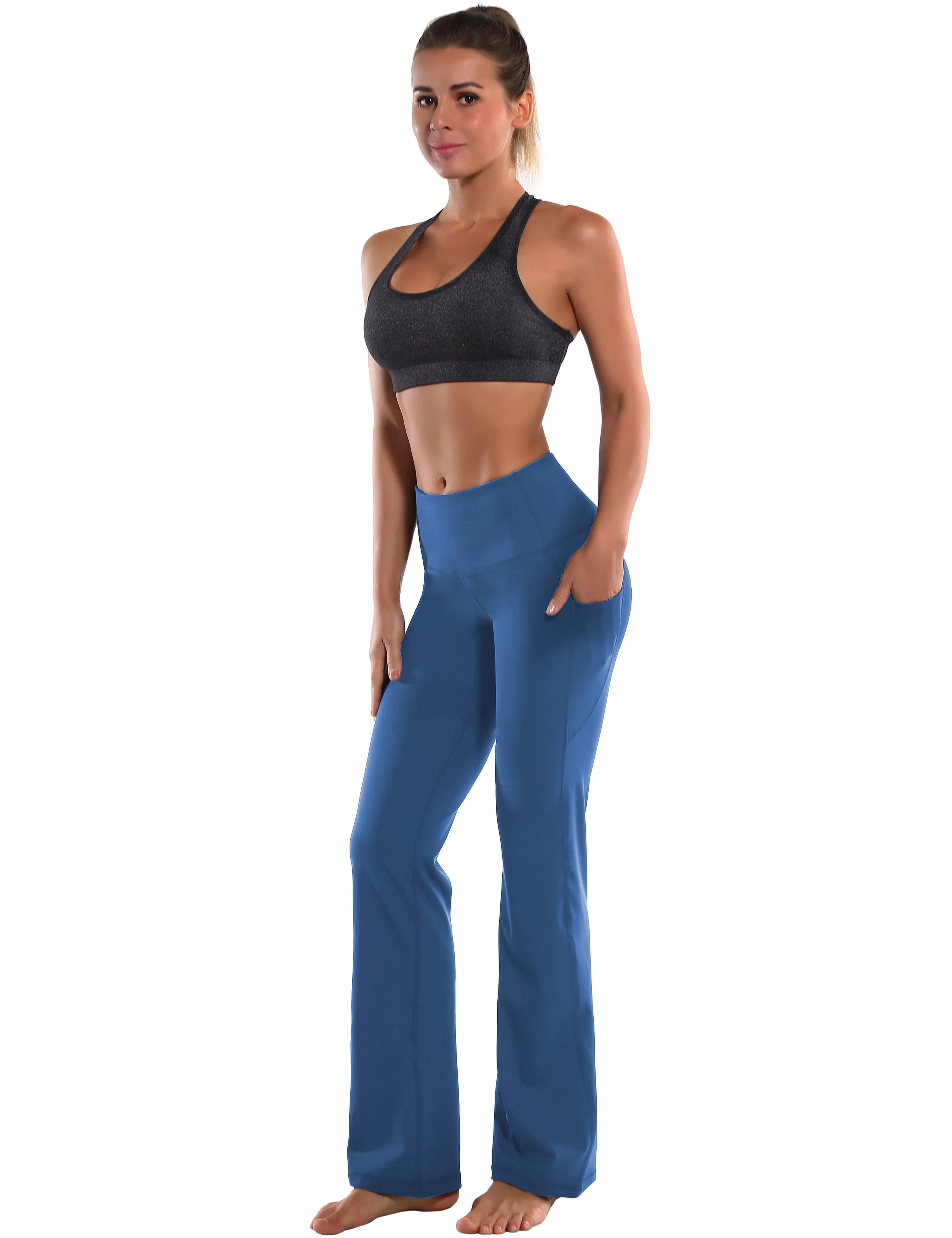 29" 31" 33" 35" 37"  Side Pockets Bootcut Leggings purplishblue_Tall Size