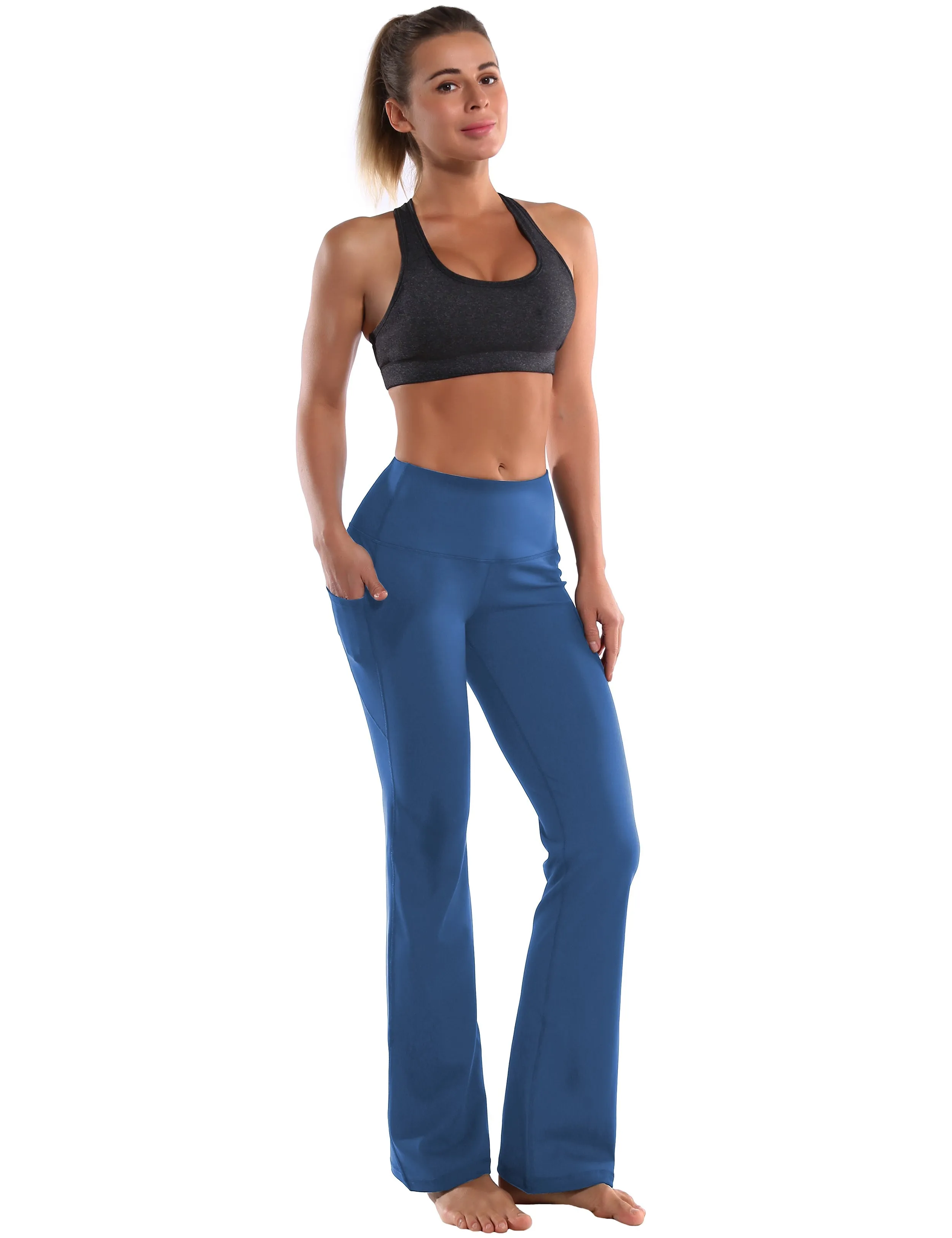 29" 31" 33" 35" 37"  Side Pockets Bootcut Leggings purplishblue_Tall Size