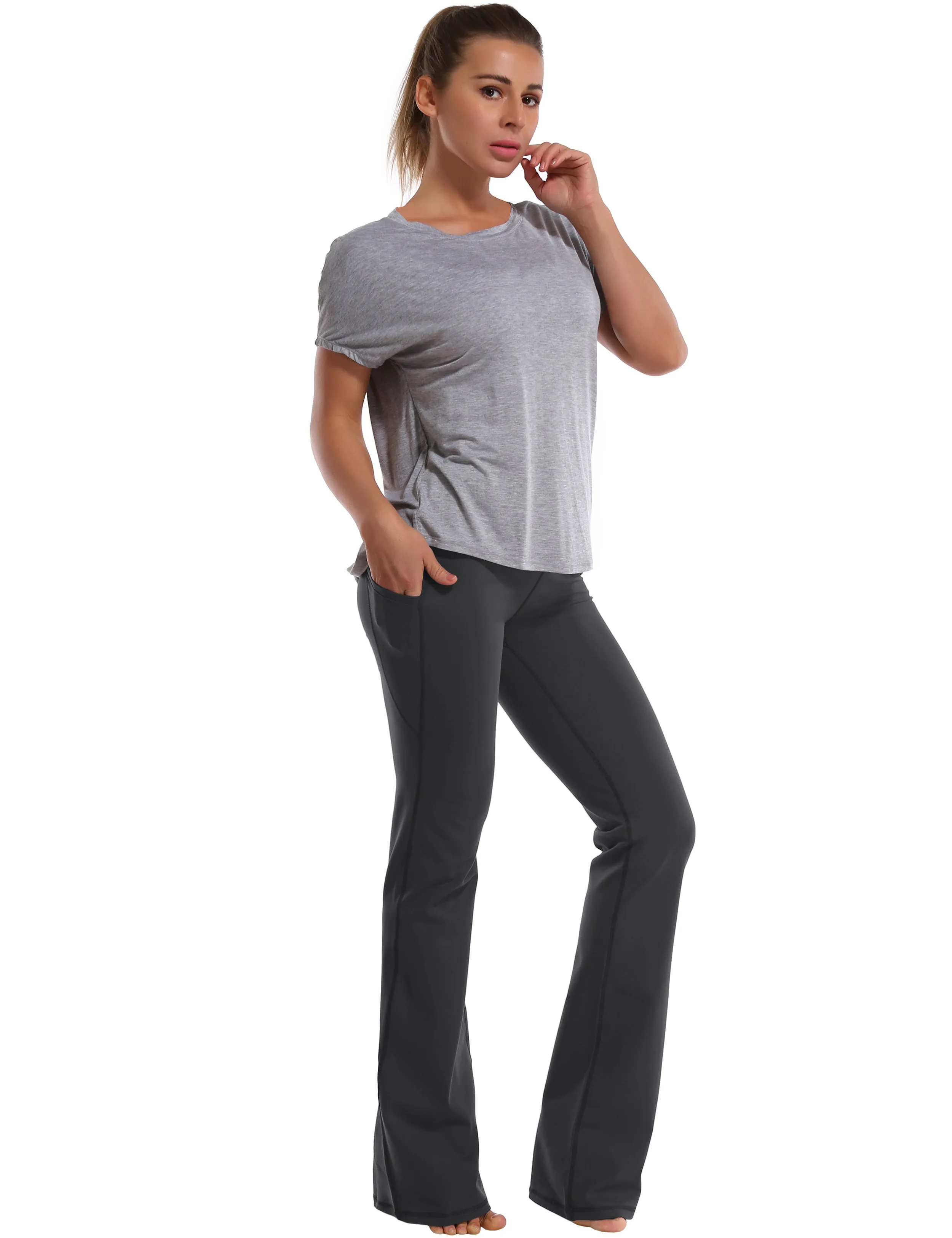 29" 31" 33" 35" 37"  Side Pockets Bootcut Leggings shadowcharcoal_Golf