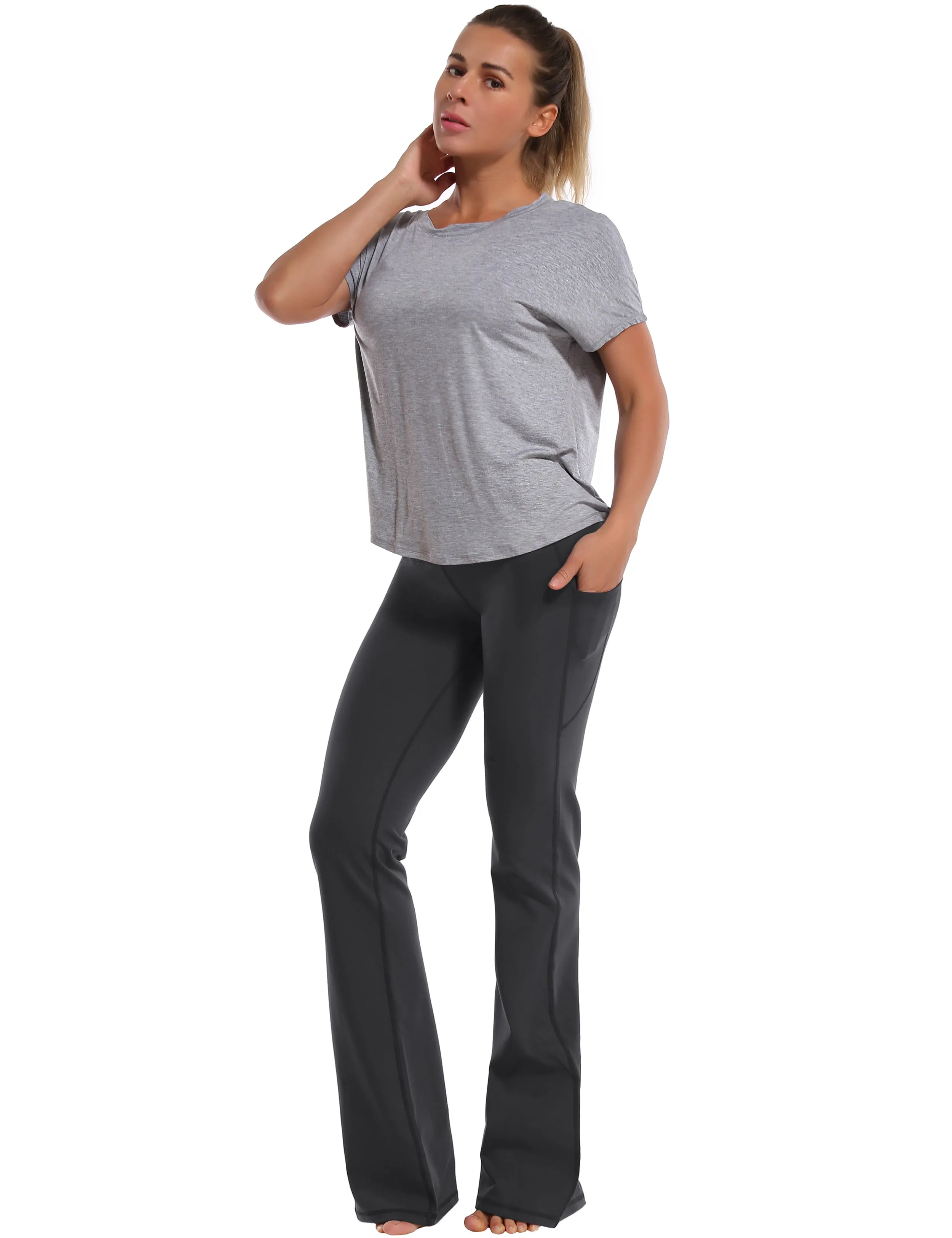 29" 31" 33" 35" 37"  Side Pockets Bootcut Leggings shadowcharcoal_Golf