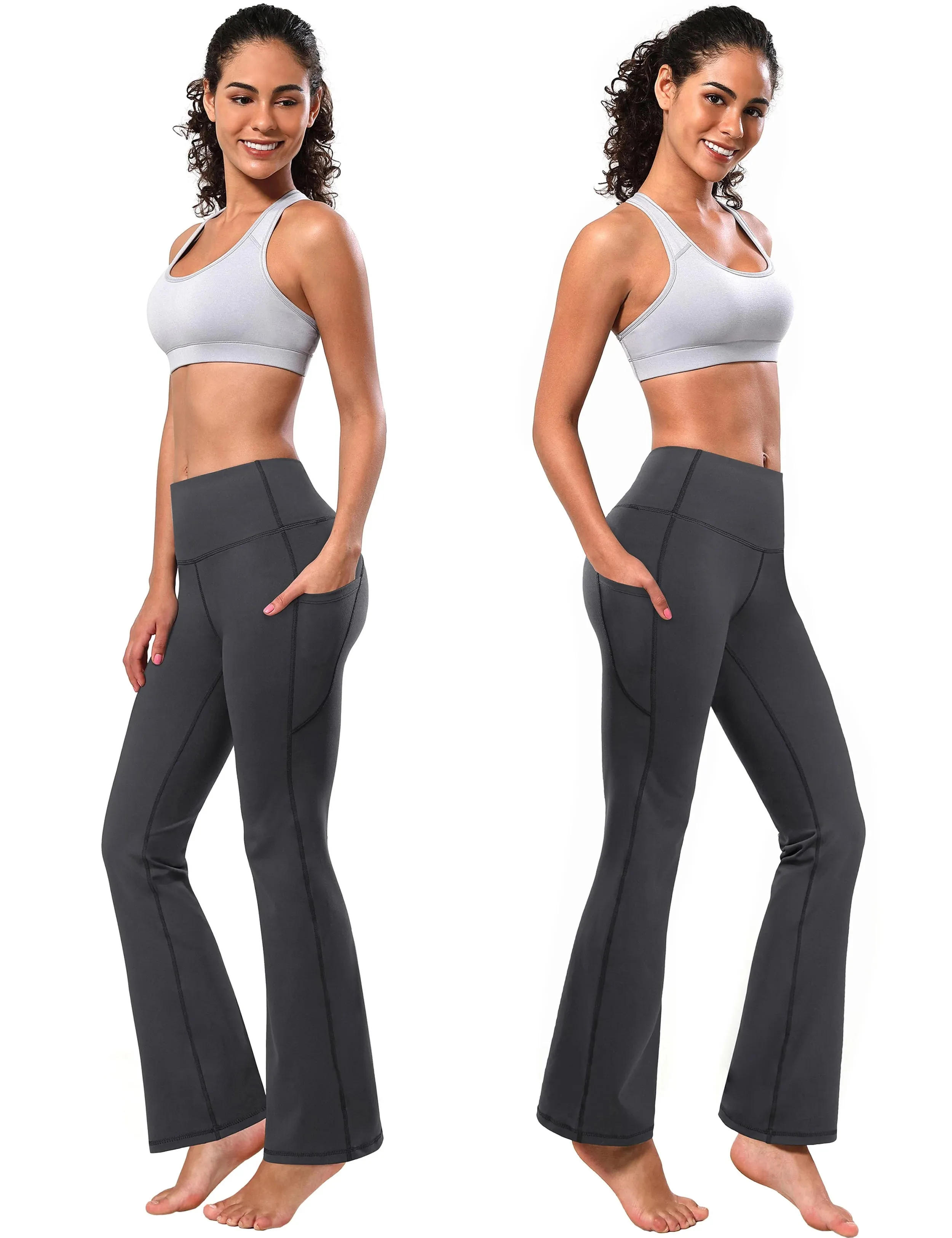 29" 31" 33" 35" 37"  Side Pockets Bootcut Leggings shadowcharcoal_yogastudio