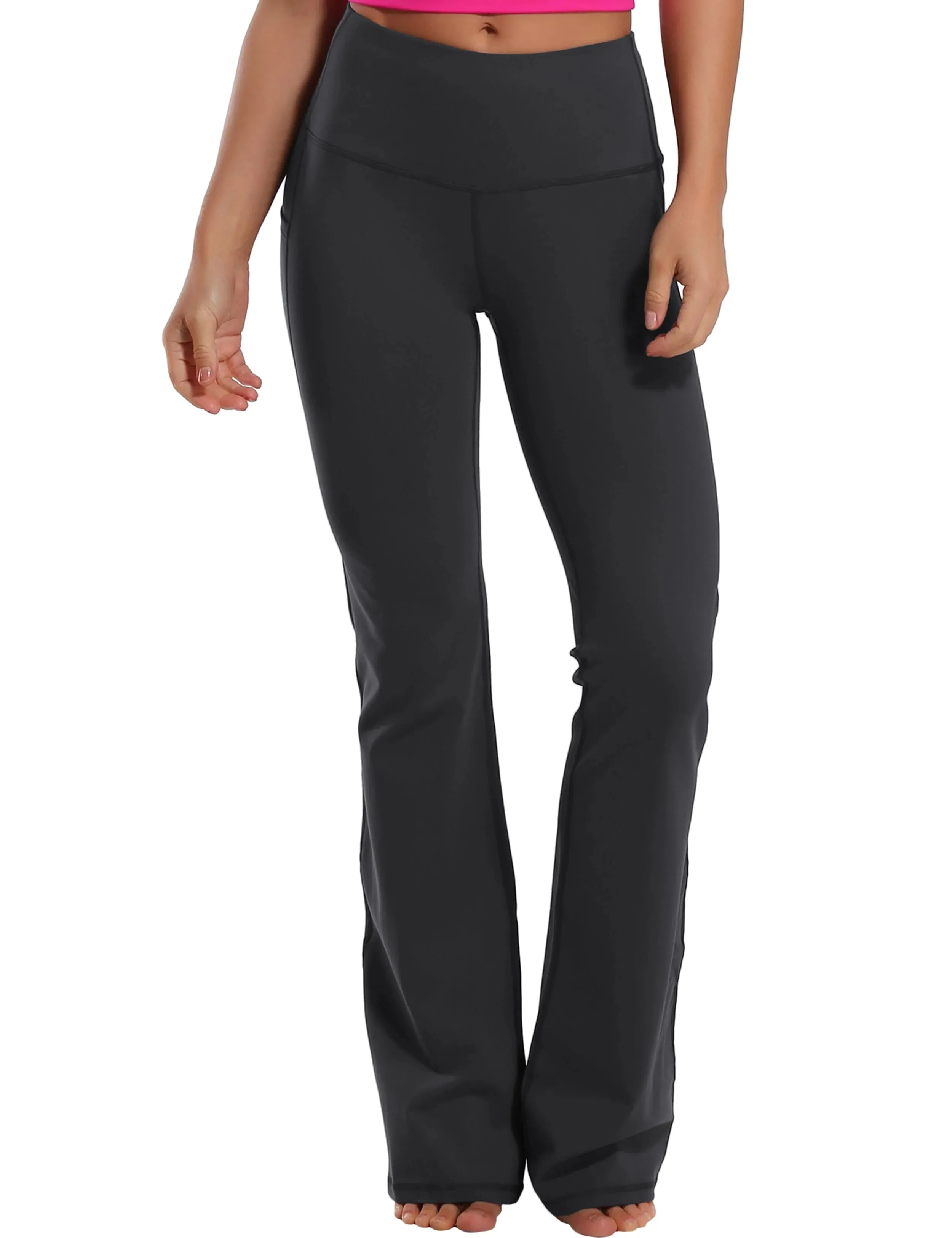 29" 31" 33" 35" 37"  Side Pockets Bootcut Leggings shadowcharcoal_yogastudio