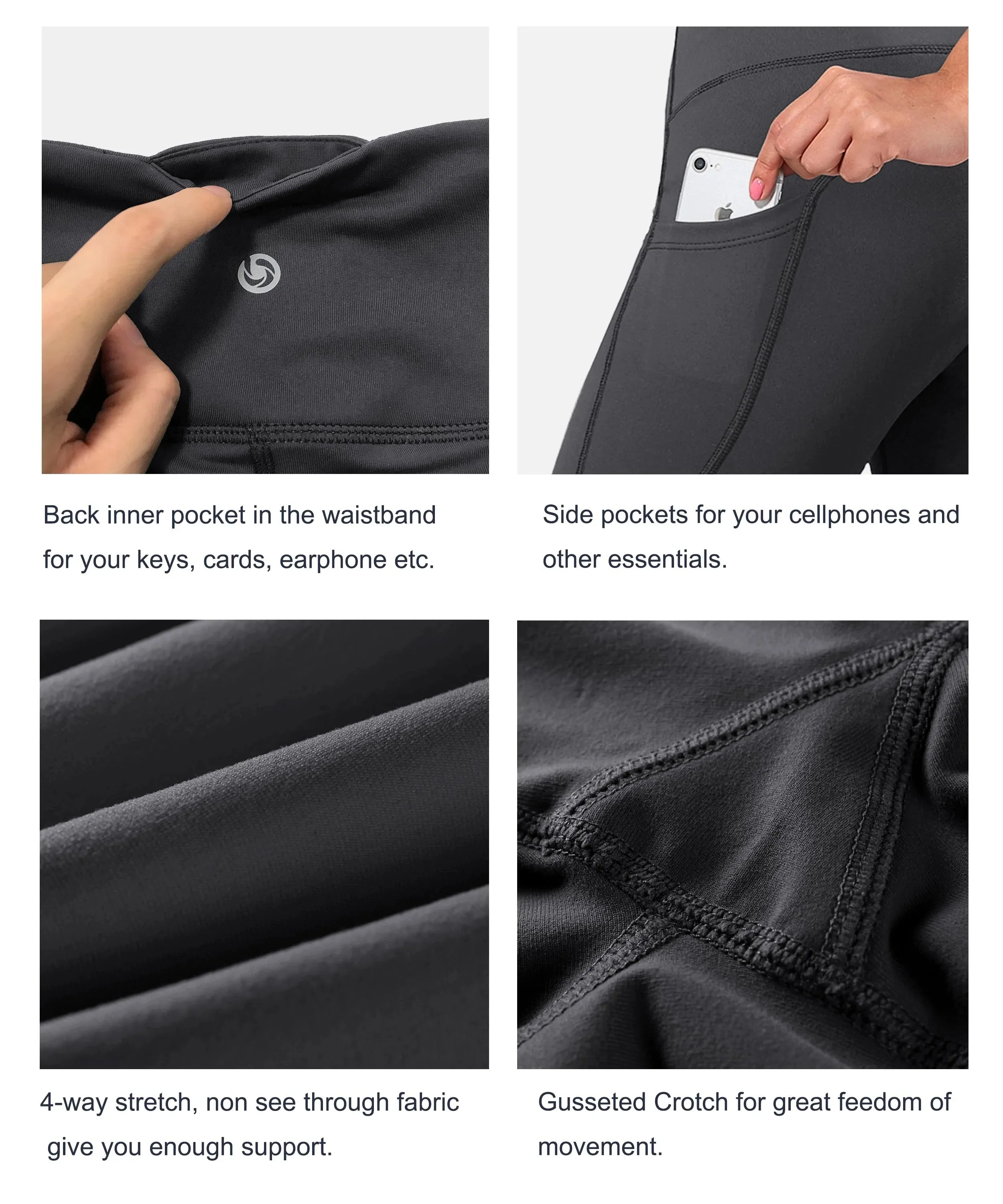29" 31" 33" 35" 37"  Side Pockets Bootcut Leggings shadowcharcoal_yogastudio