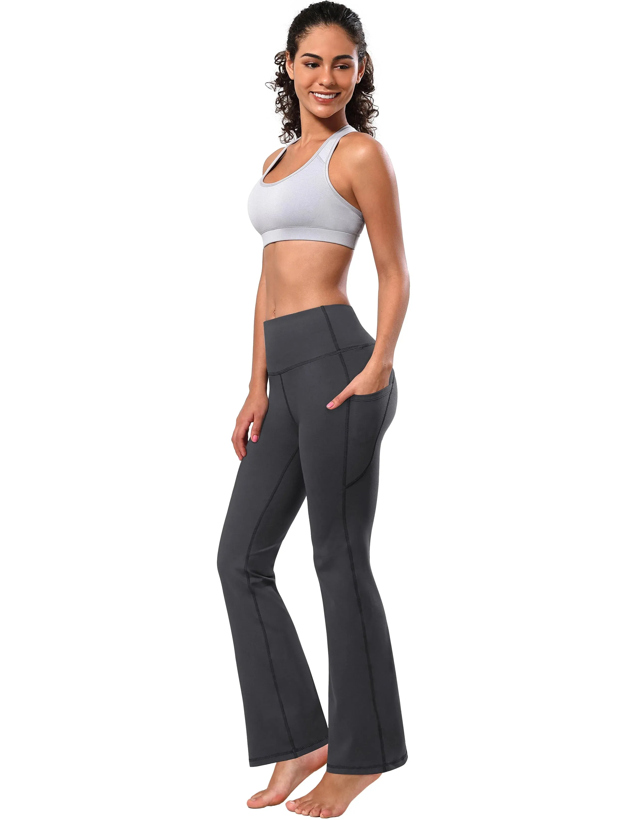 29" 31" 33" 35" 37"  Side Pockets Bootcut Leggings shadowcharcoal_yogastudio