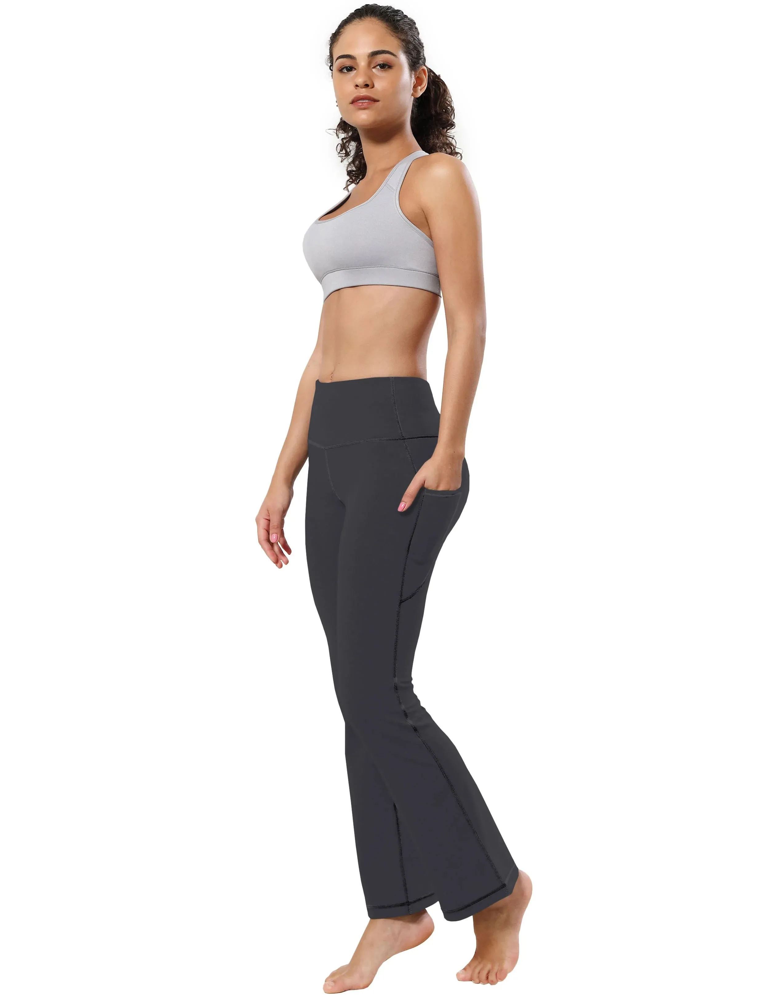29" 31" 33" 35" 37"  Side Pockets Bootcut Leggings shadowcharcoal_yogastudio