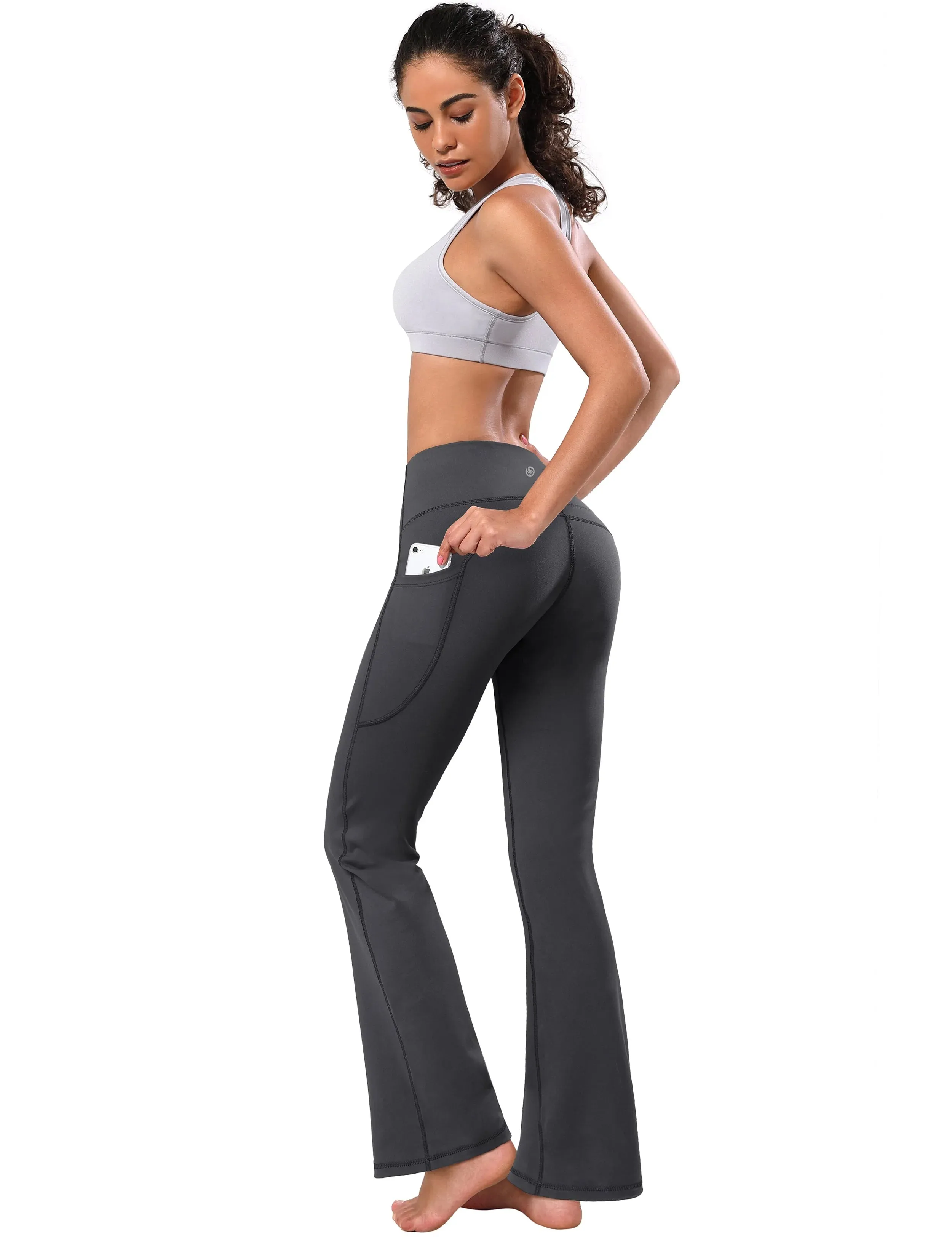 29" 31" 33" 35" 37"  Side Pockets Bootcut Leggings shadowcharcoal_yogastudio