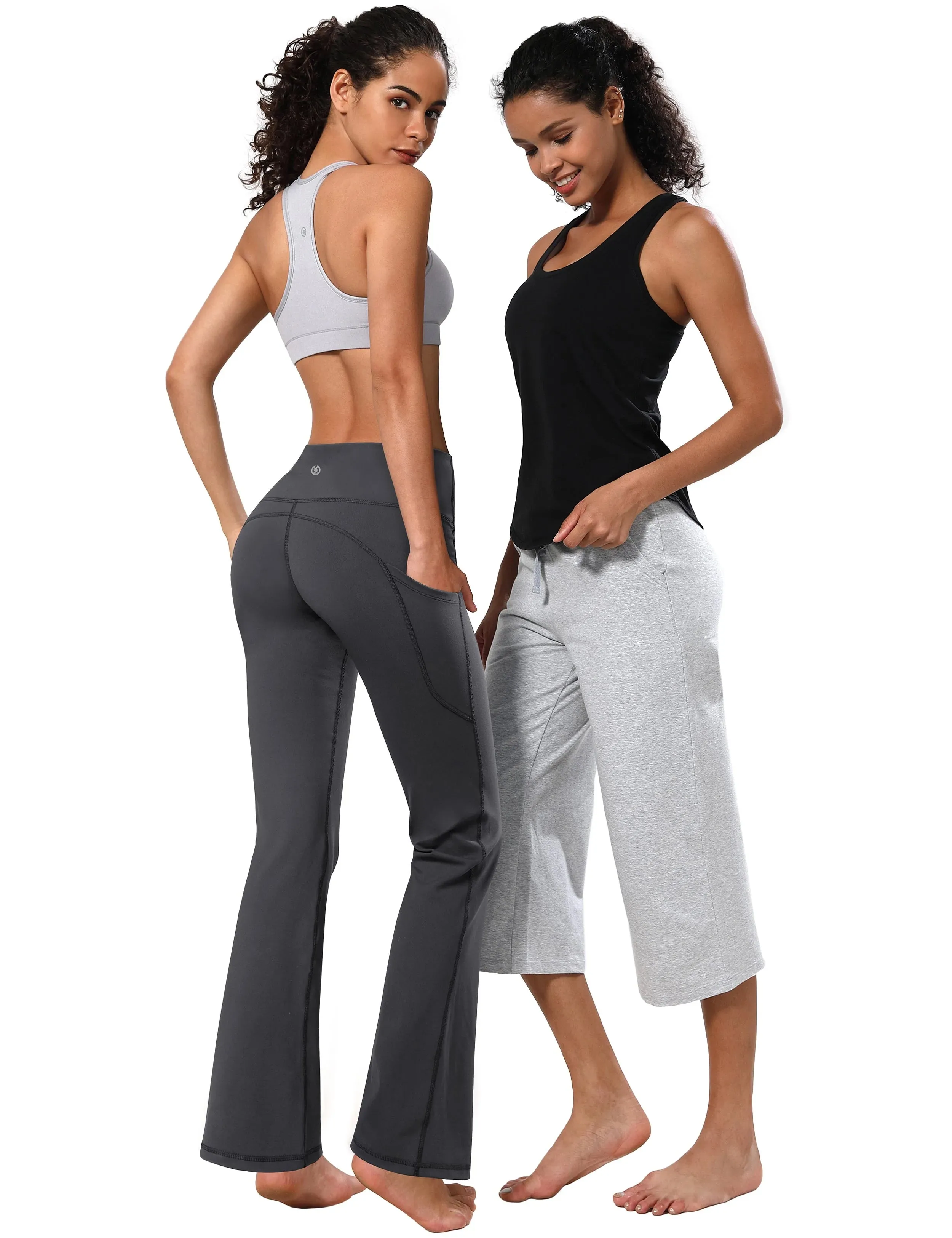 29" 31" 33" 35" 37"  Side Pockets Bootcut Leggings shadowcharcoal_yogastudio