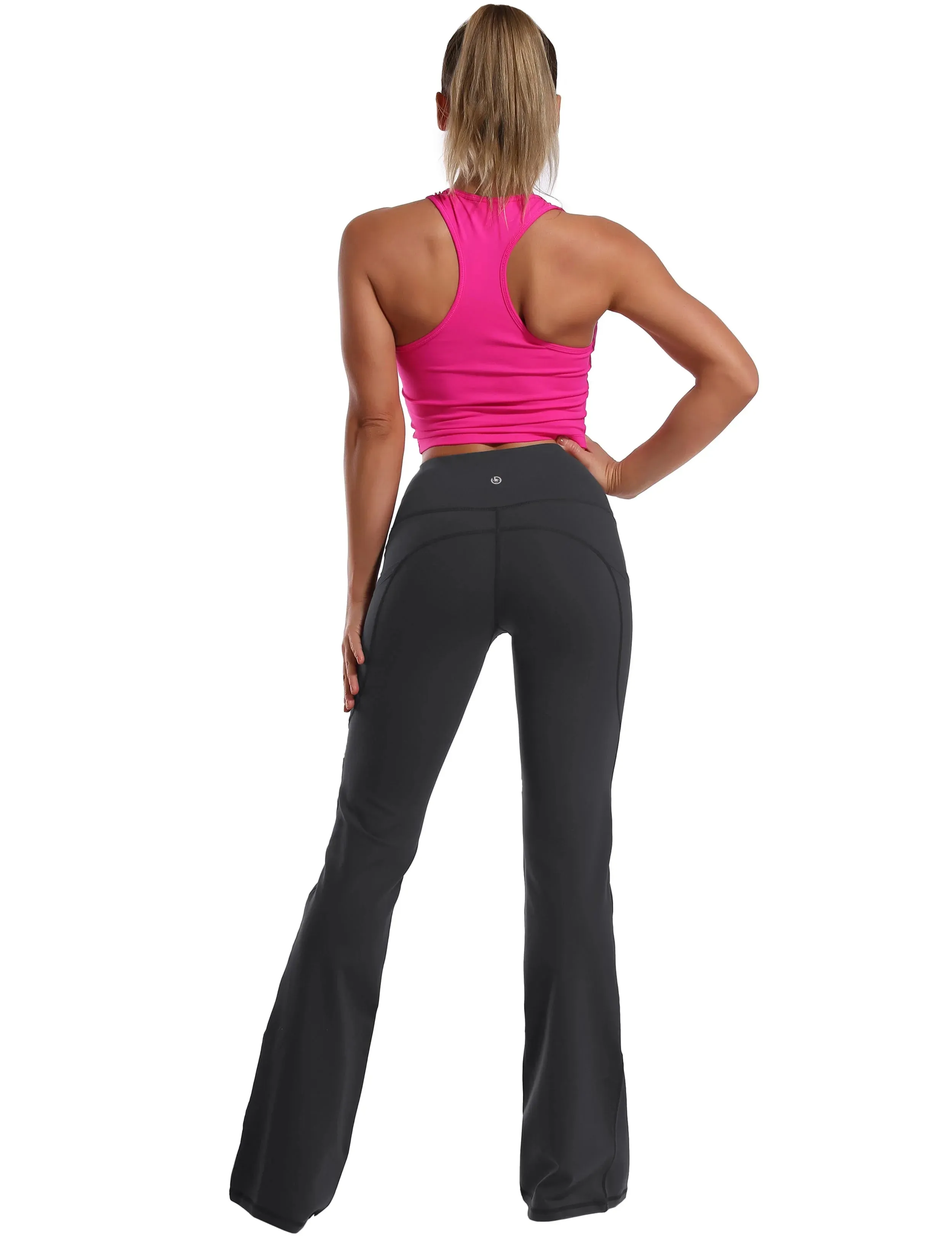29" 31" 33" 35" 37"  Side Pockets Bootcut Leggings shadowcharcoal_yogastudio