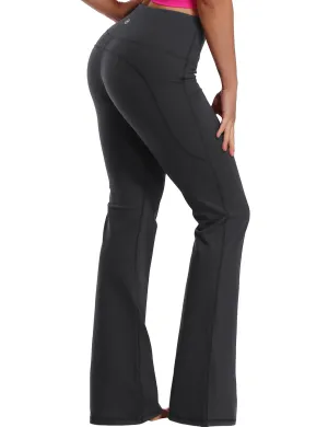29" 31" 33" 35" 37"  Side Pockets Bootcut Leggings shadowcharcoal_yogastudio