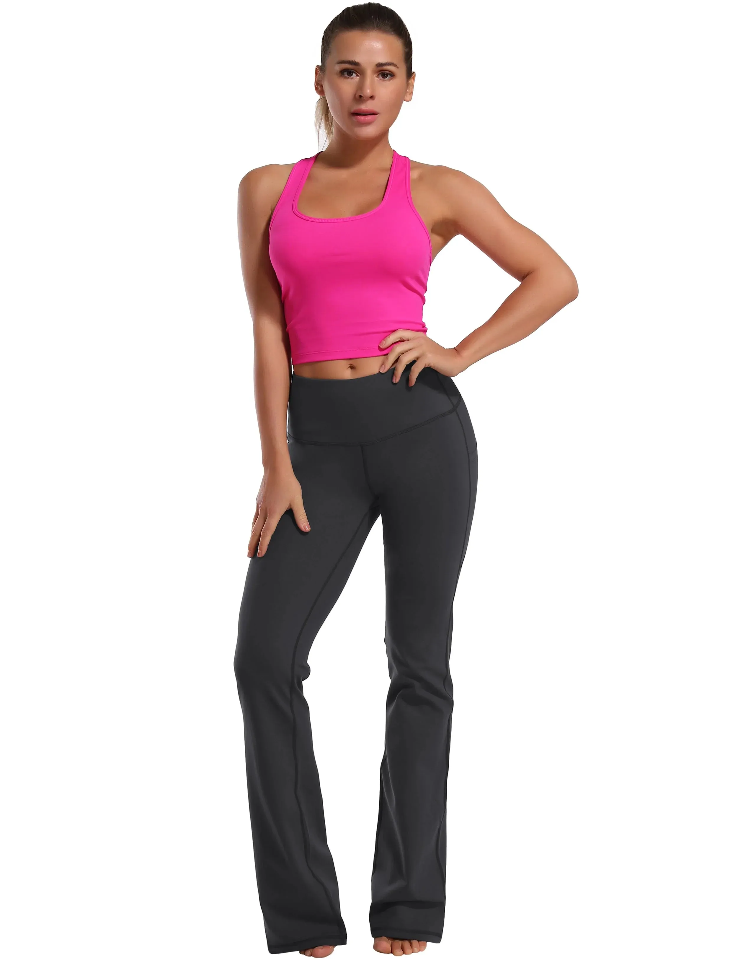 29" 31" 33" 35" 37"  Side Pockets Bootcut Leggings shadowcharcoal_yogastudio