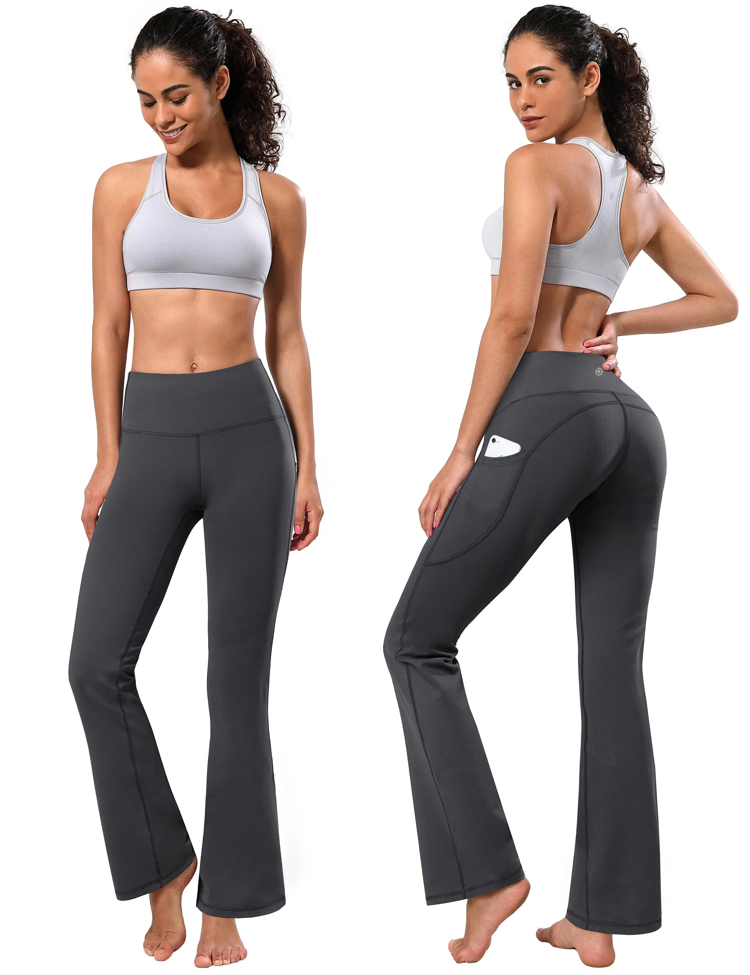 29" 31" 33" 35" 37"  Side Pockets Bootcut Leggings shadowcharcoal_yogastudio