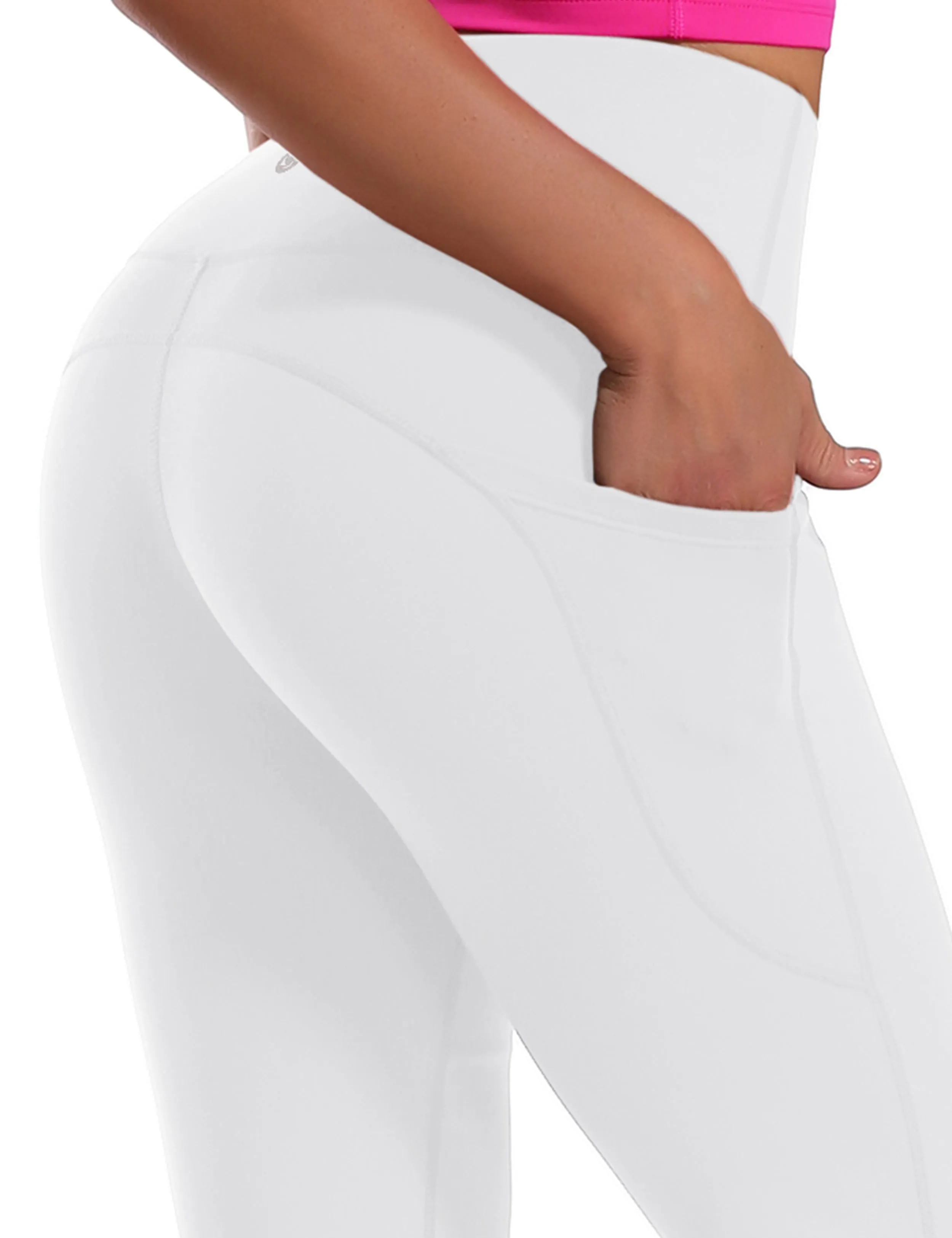 29" 31" 33" 35" 37"  Side Pockets Bootcut Leggings white_Tall Size