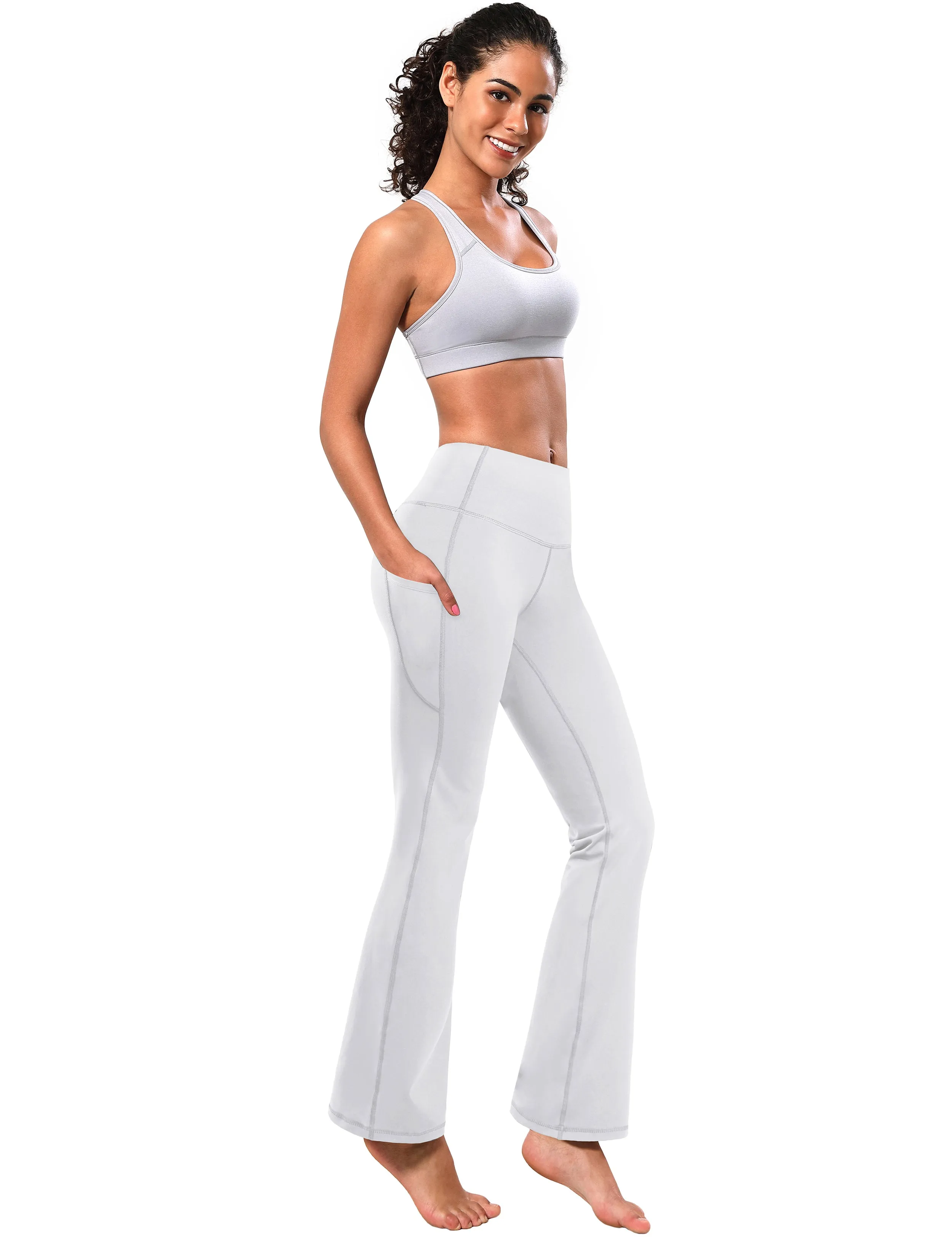 29" 31" 33" 35" 37"  Side Pockets Bootcut Leggings white_Tall Size