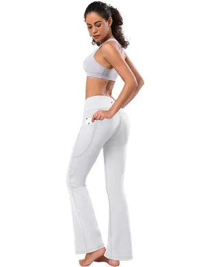 29" 31" 33" 35" 37"  Side Pockets Bootcut Leggings white_Tall Size