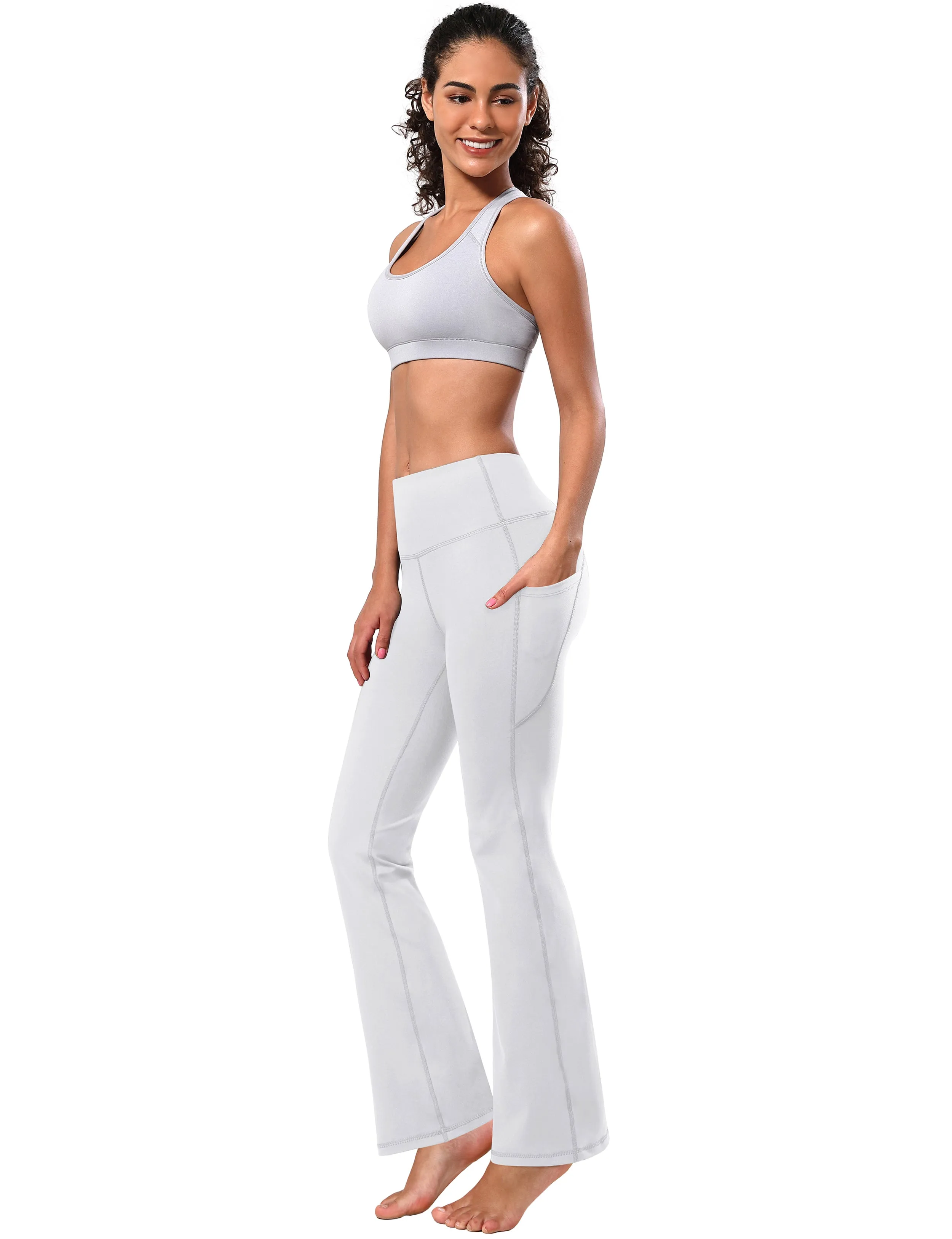 29" 31" 33" 35" 37"  Side Pockets Bootcut Leggings white_Tall Size