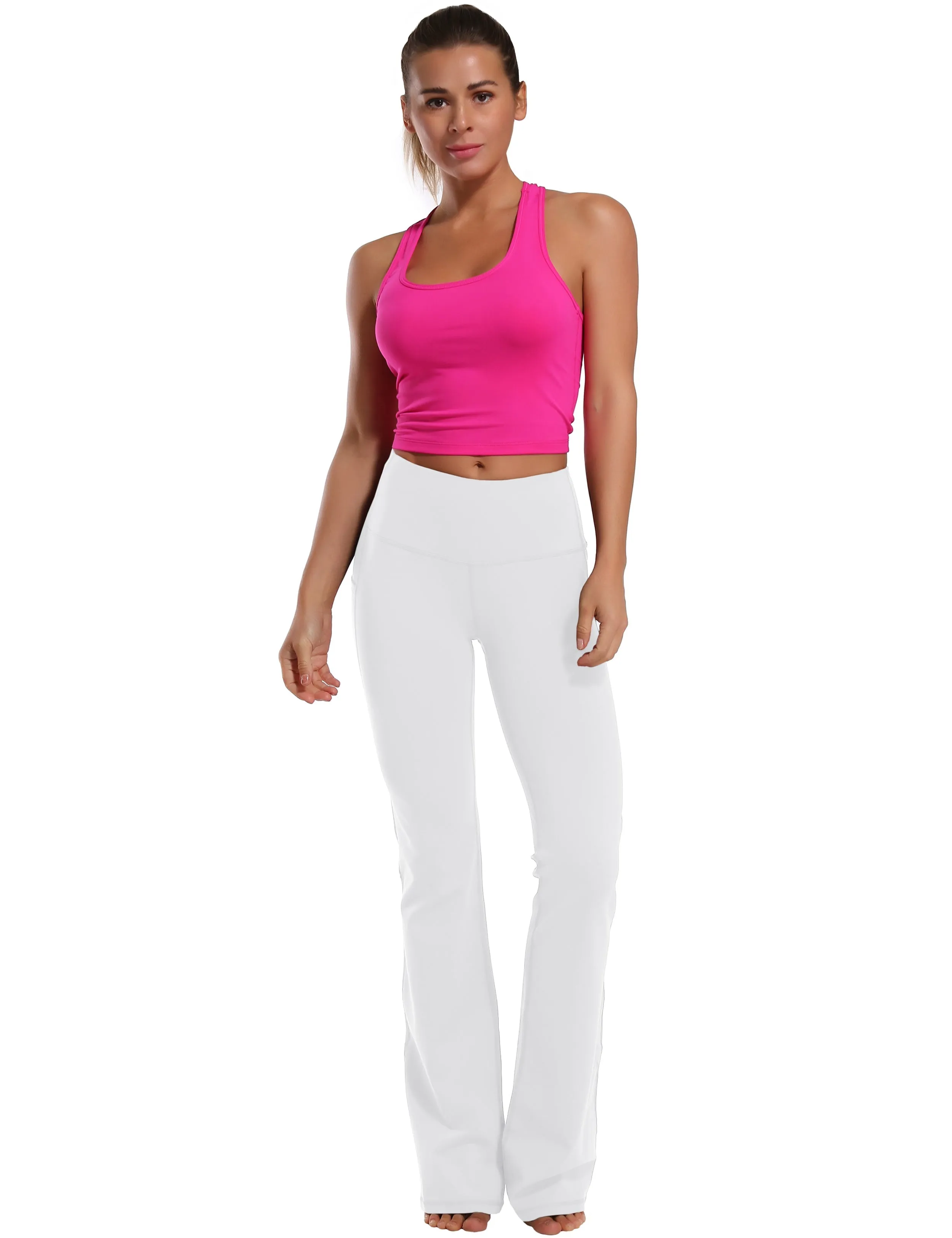 29" 31" 33" 35" 37"  Side Pockets Bootcut Leggings white_Tall Size