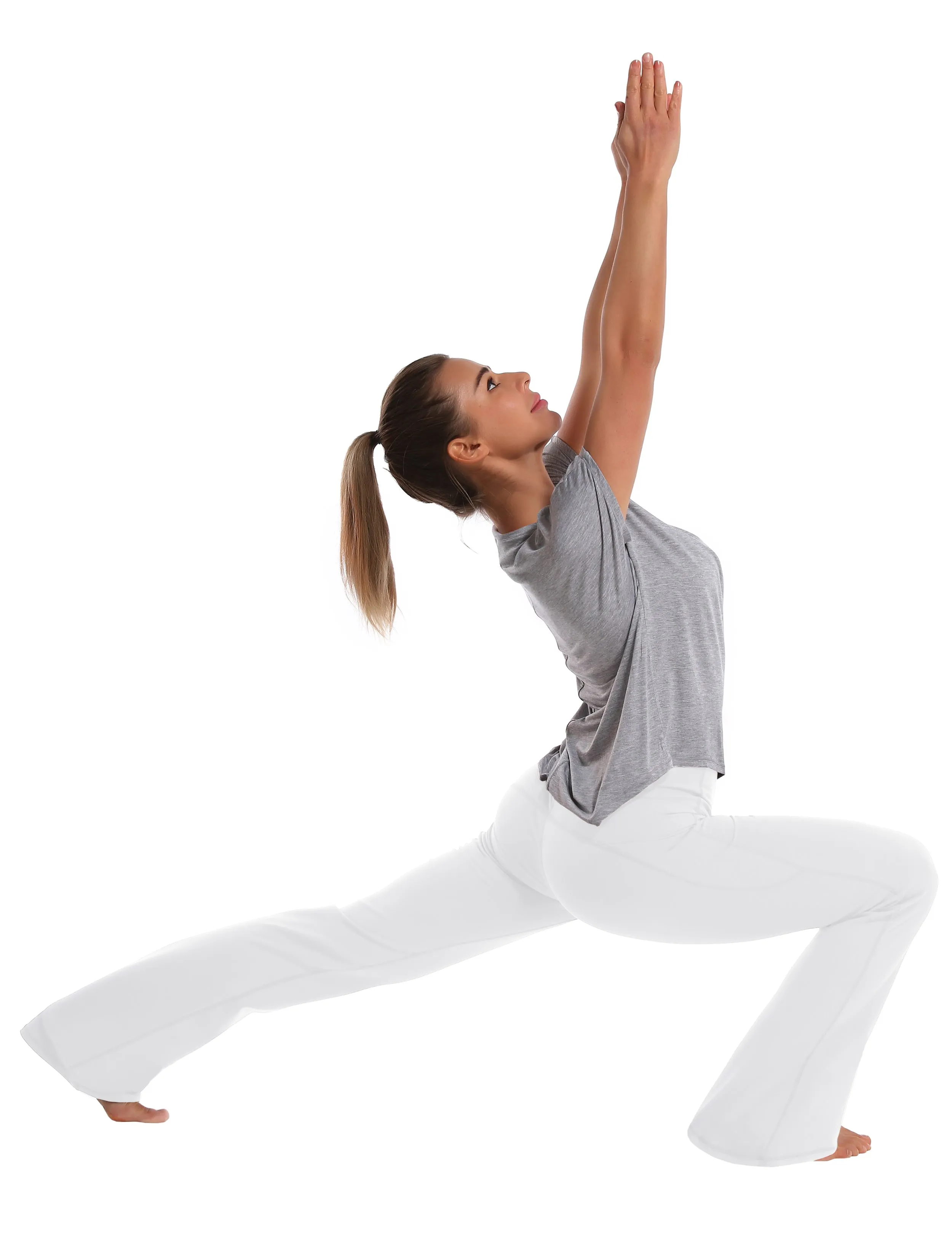 29" 31" 33" 35" 37"  Side Pockets Bootcut Leggings white_Tall Size