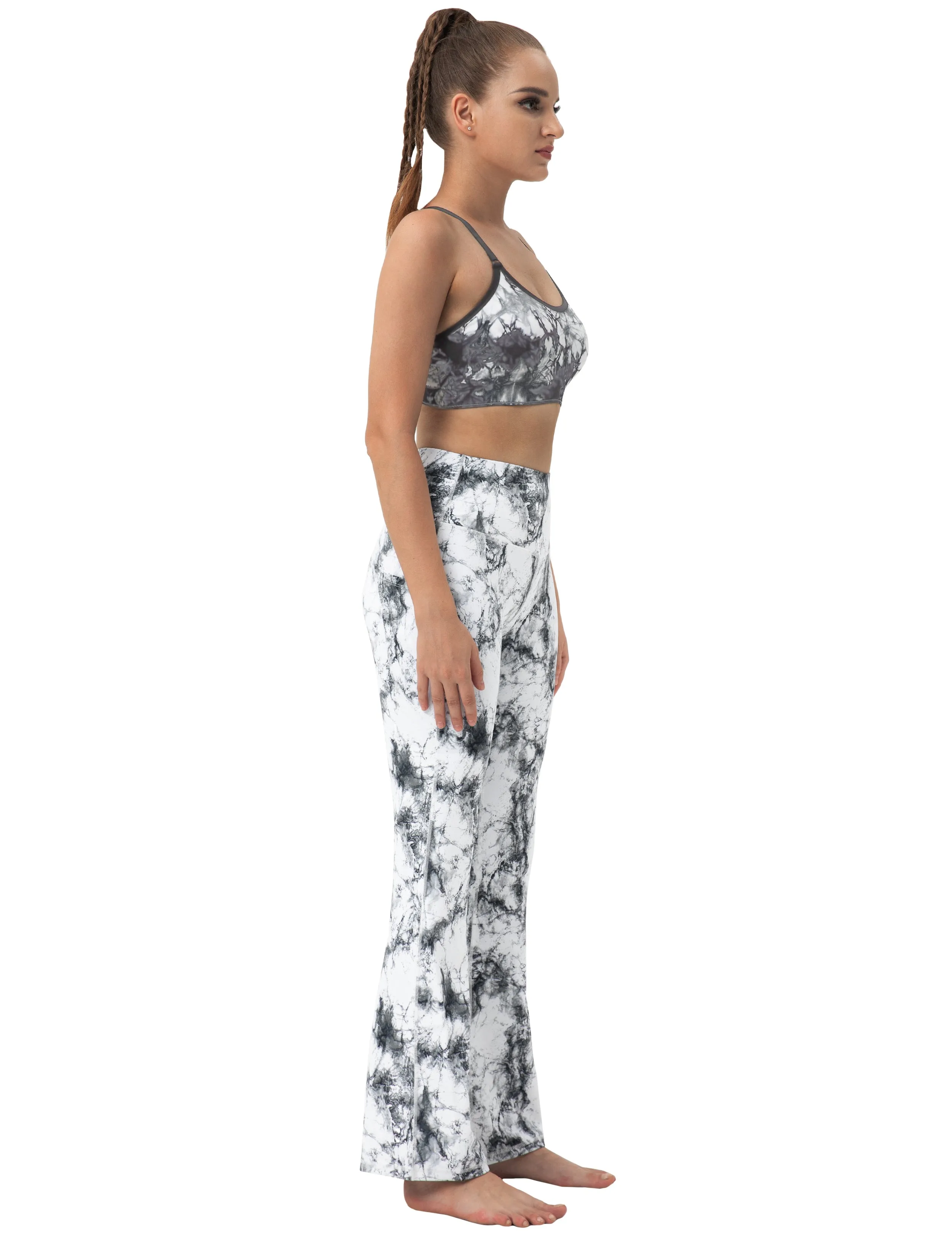 29" 31" 33" 35" 37"  Side Pockets Printed Bootcut Leggings arabescato_Jogging