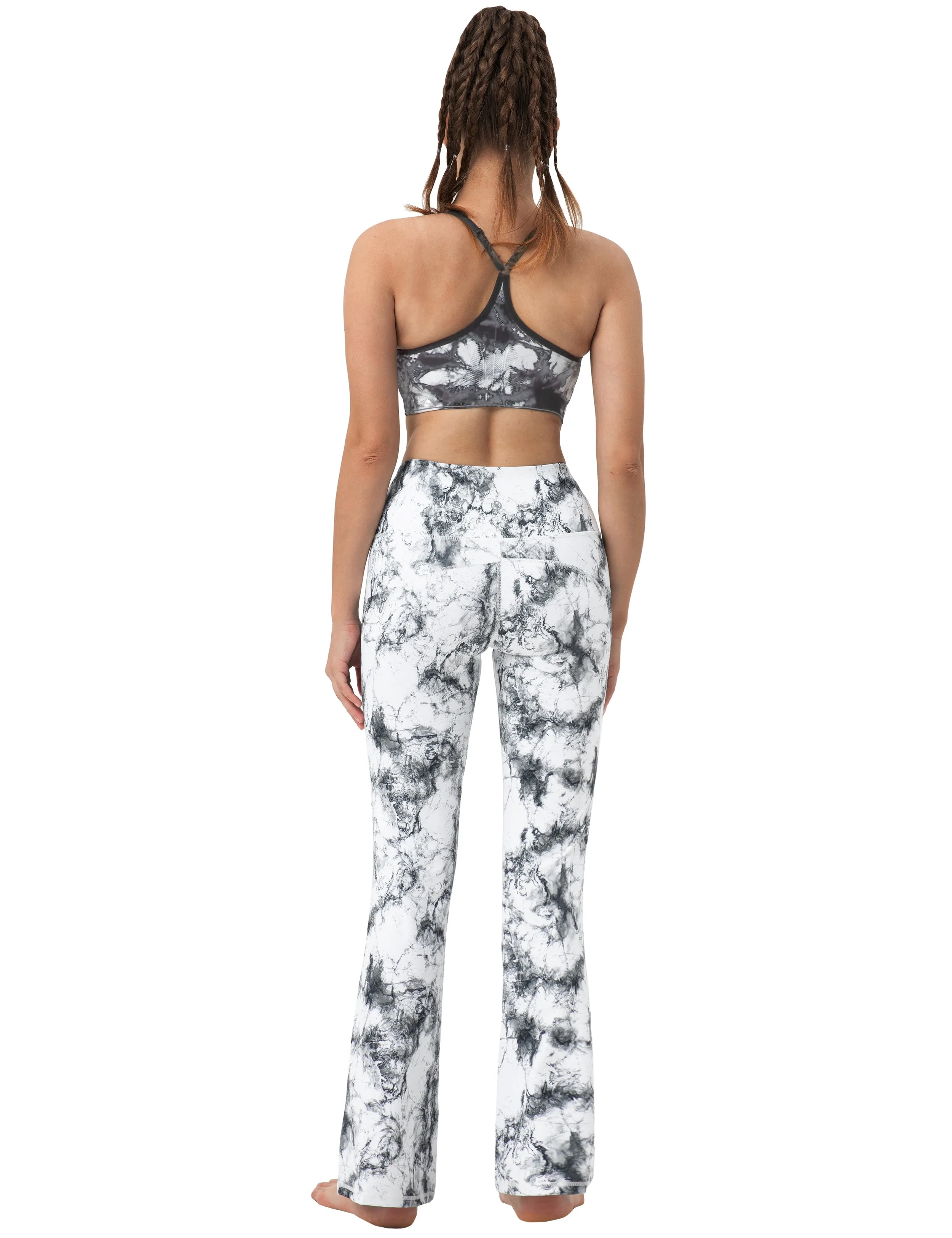 29" 31" 33" 35" 37"  Side Pockets Printed Bootcut Leggings arabescato_Plus Size