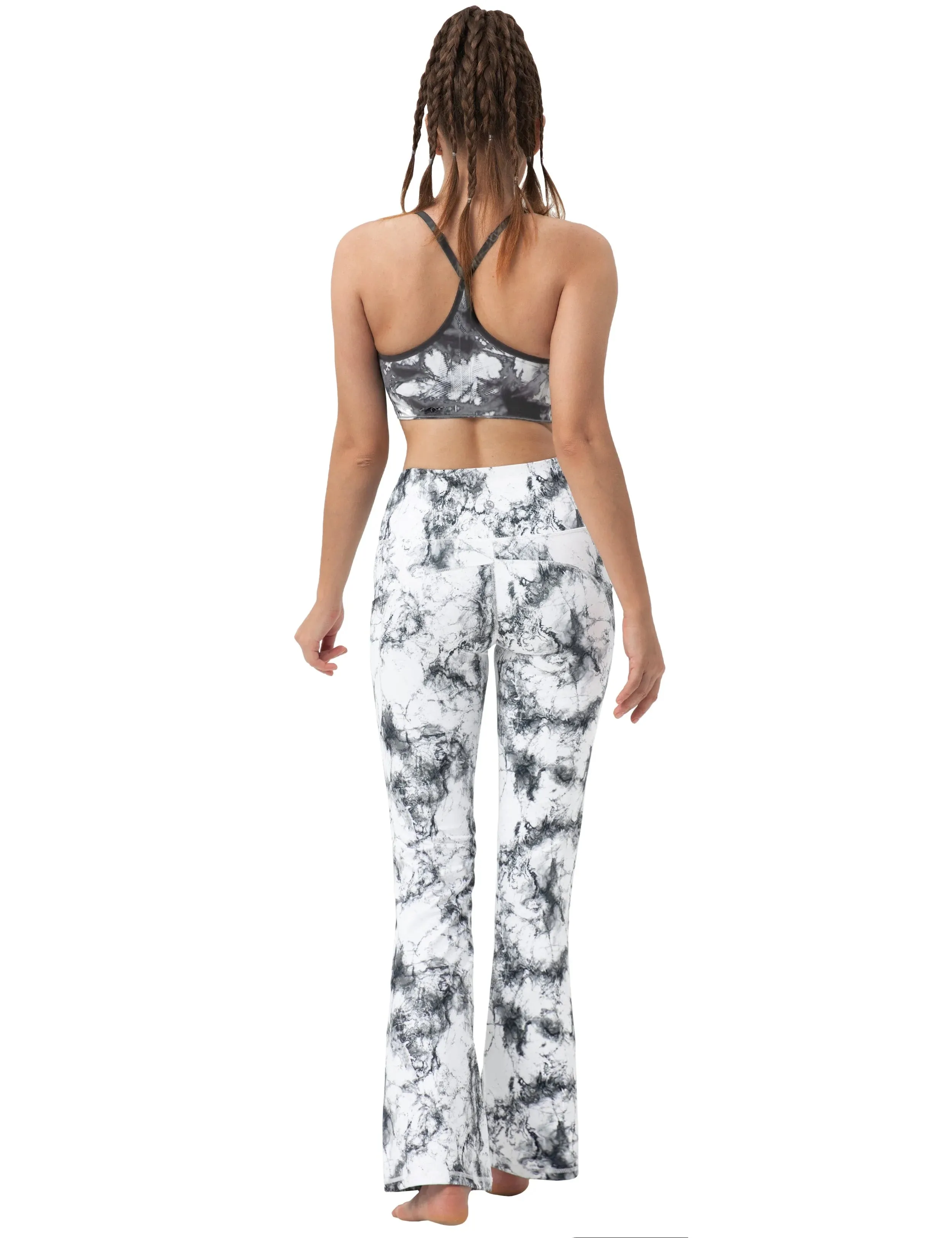29" 31" 33" 35" 37"  Side Pockets Printed Bootcut Leggings arabescato_yogastudio