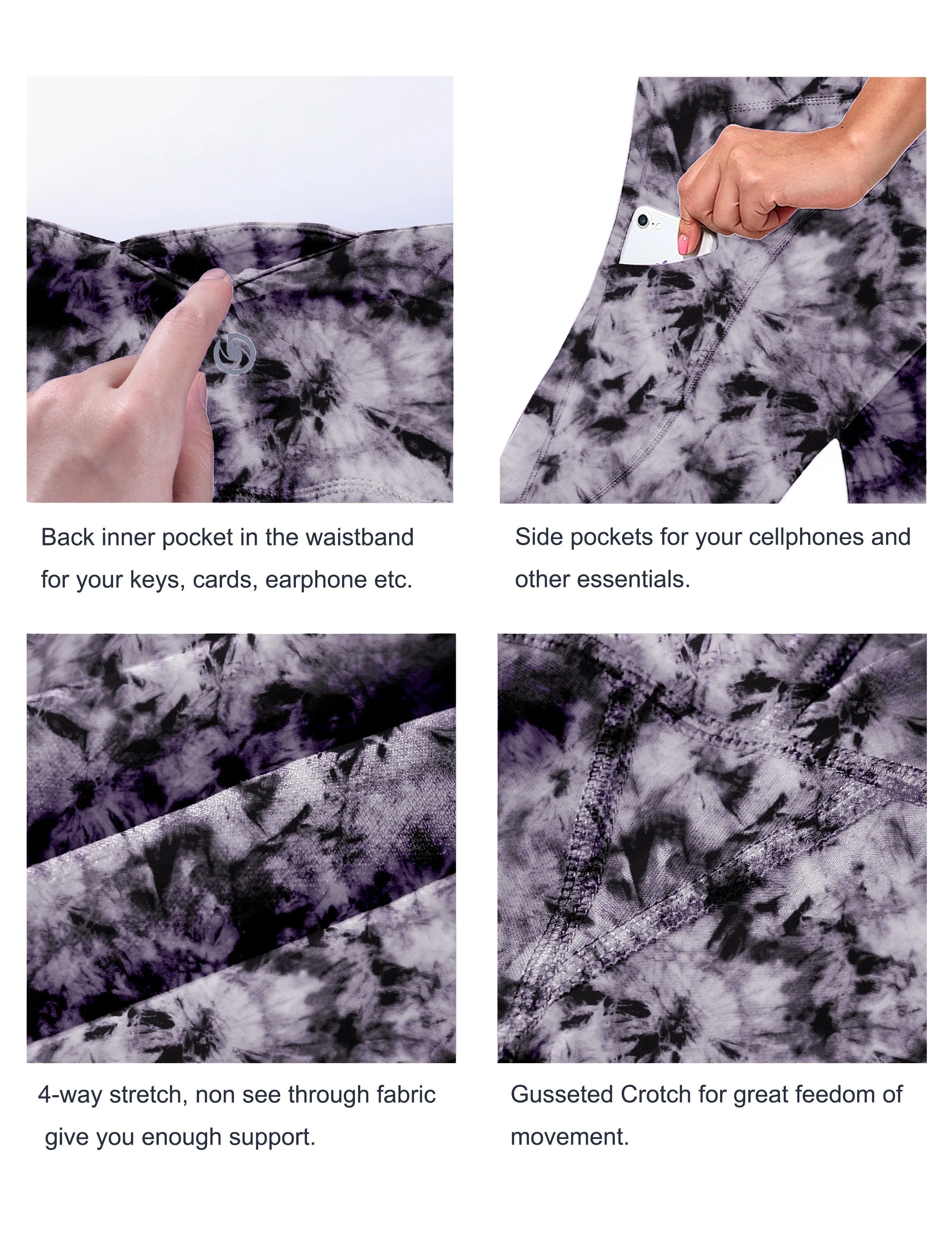 29" 31" 33" 35" 37"  Side Pockets Printed Bootcut Leggings black dandelion ins_yogastudio